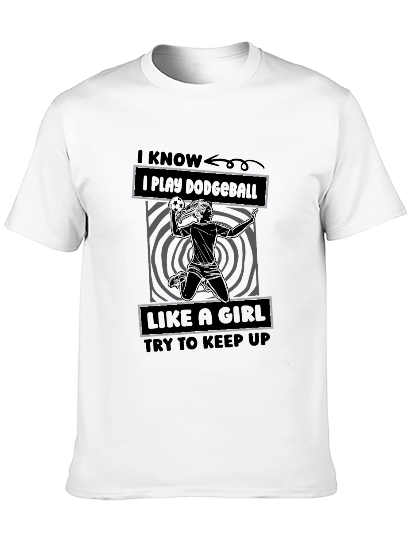 Black Dodgeball Like A Girl Graphic T-Shirt view 10