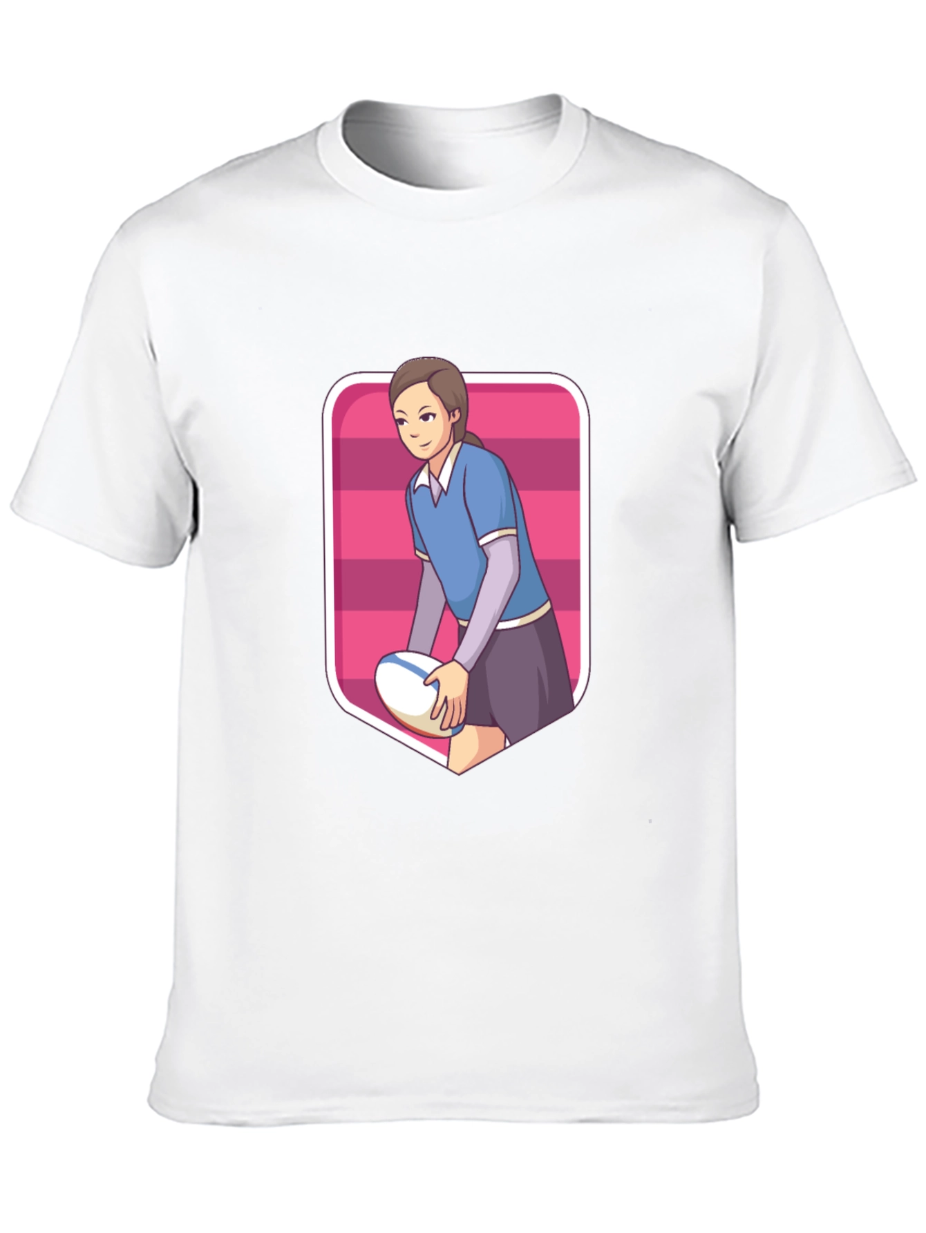 Black Rugby Girl Graphic Tee - Sporty Cartoon Style view 10