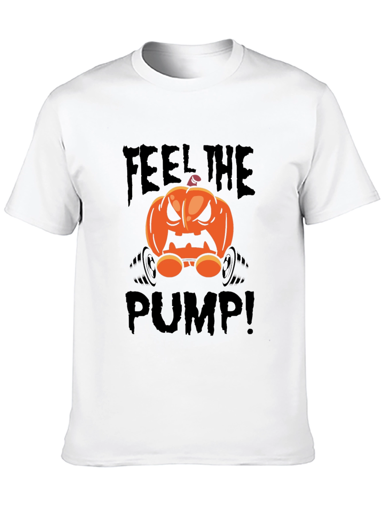 Black Halloween Pumpkin Feel The Pump T-Shirt view 10