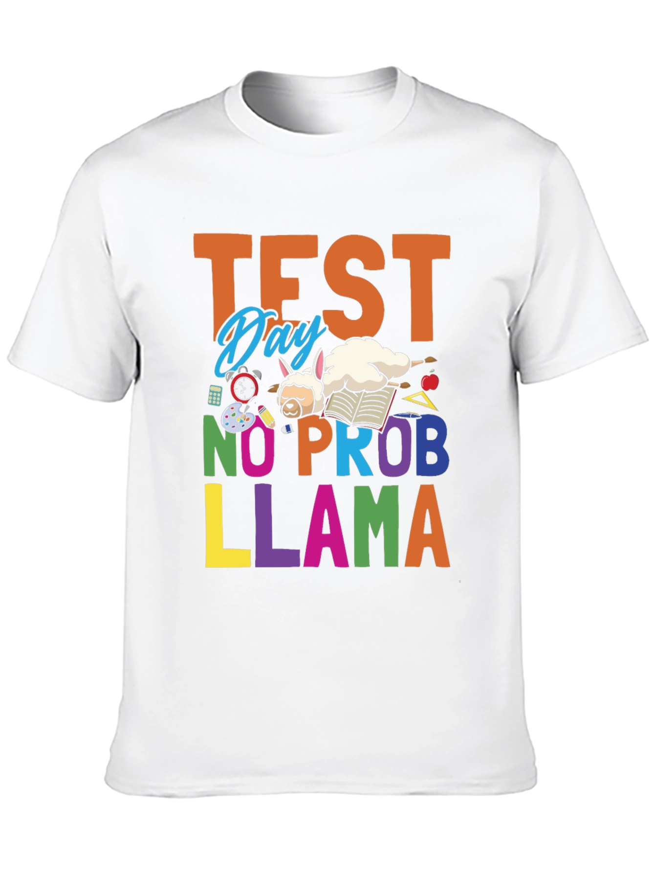 Black Test Day No Prob Llama T-Shirt - School & Study Fun view 10