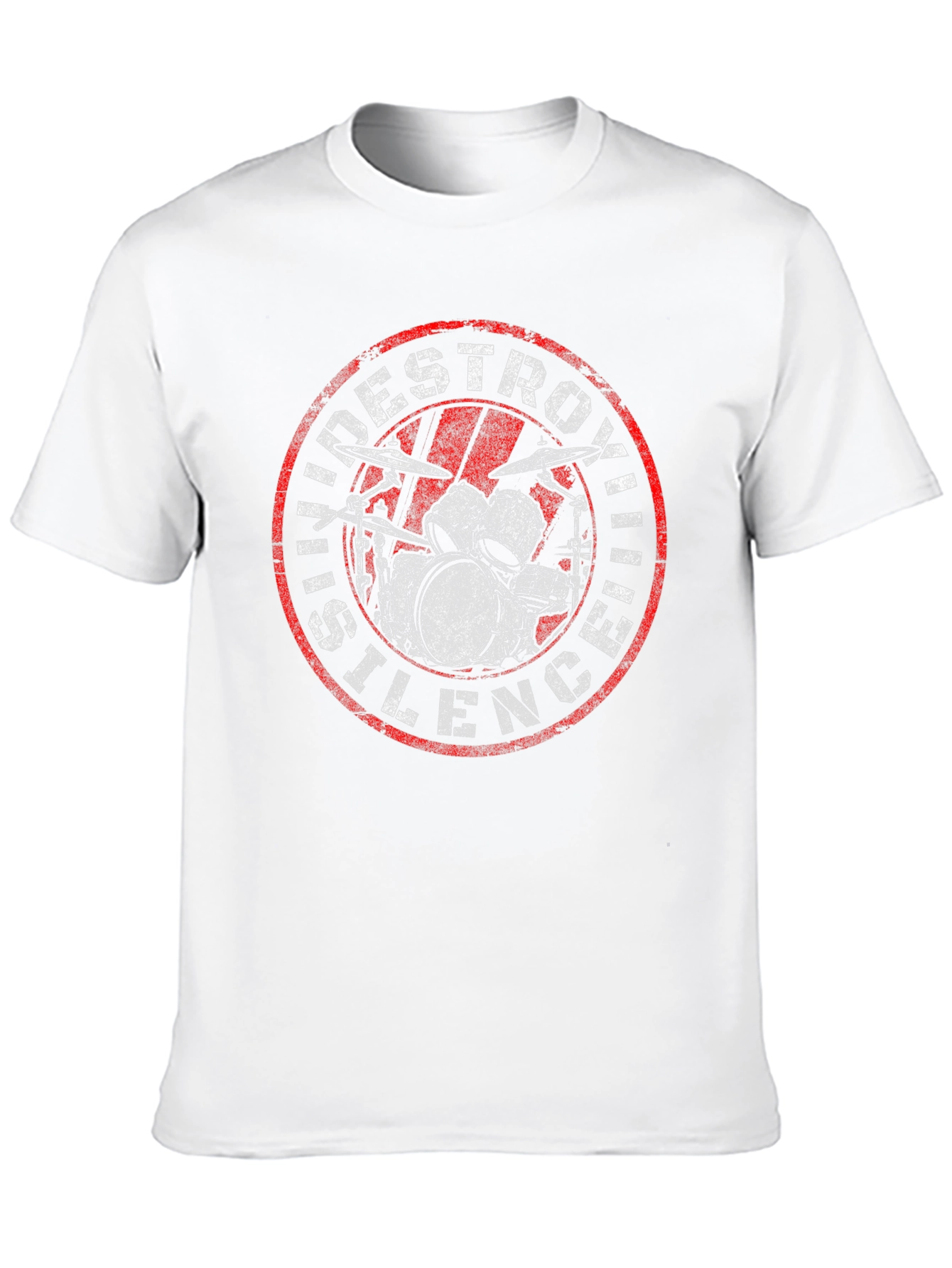 Black Destroying Silence Drum Kit Graphic T-Shirt view 10