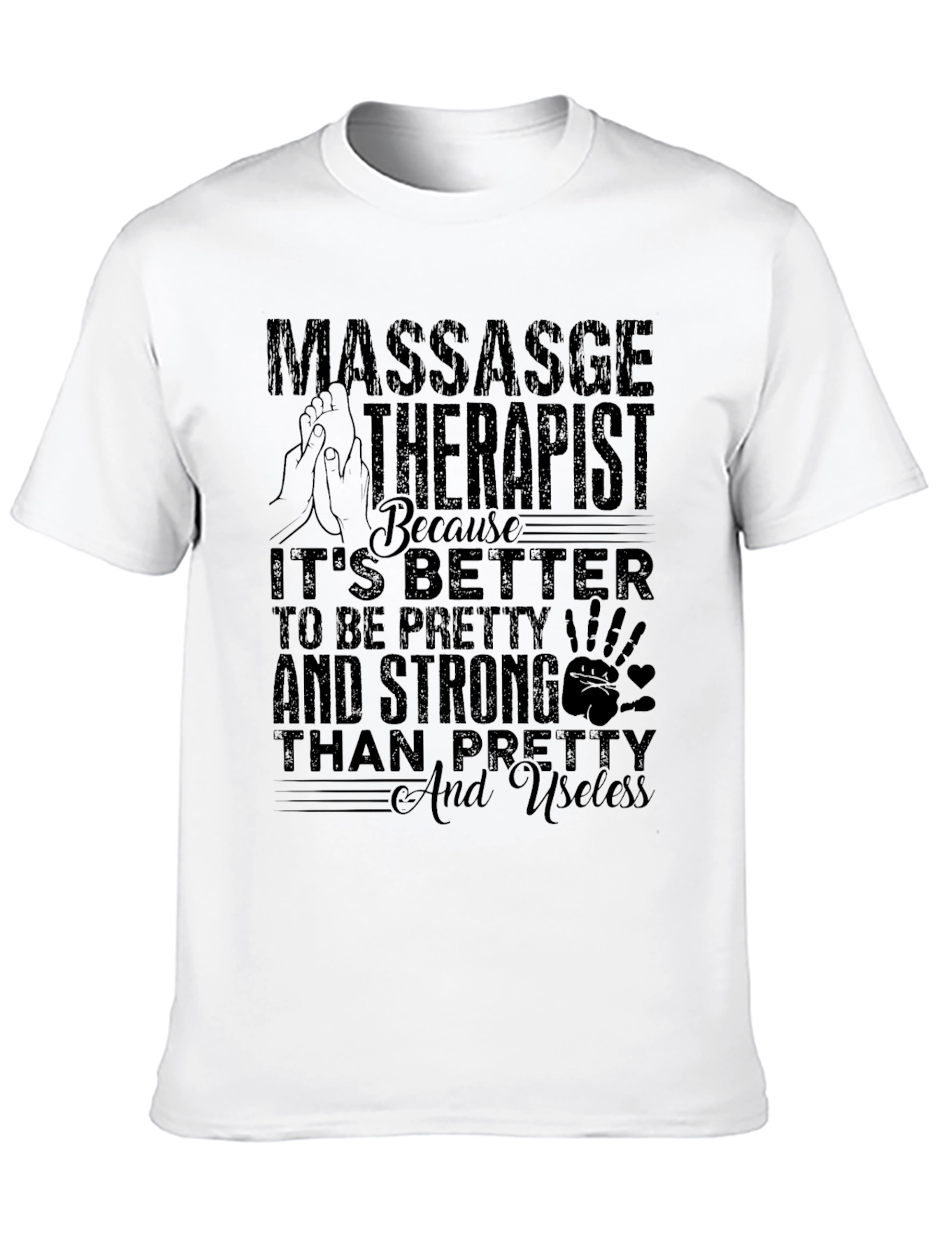 Black Massage Therapist Tee: Pretty & Strong view 10