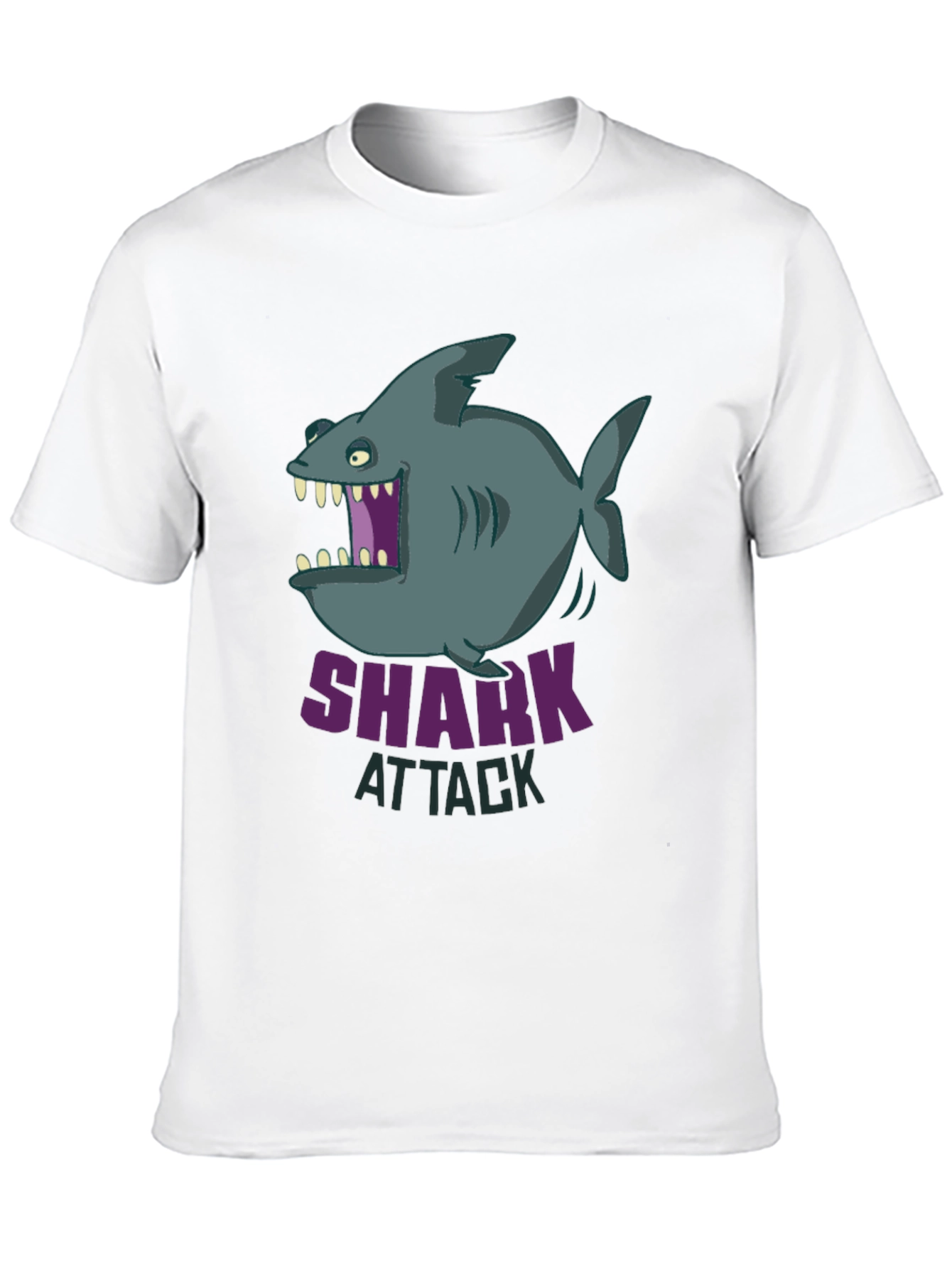 Black Shark Attack Graphic T-Shirt - Cartoon Design view 10
