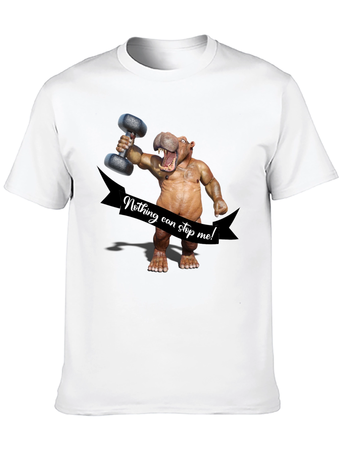 Black Hippo Lifting Dumbbell T-Shirt - Nothing Can Stop Me! view 10