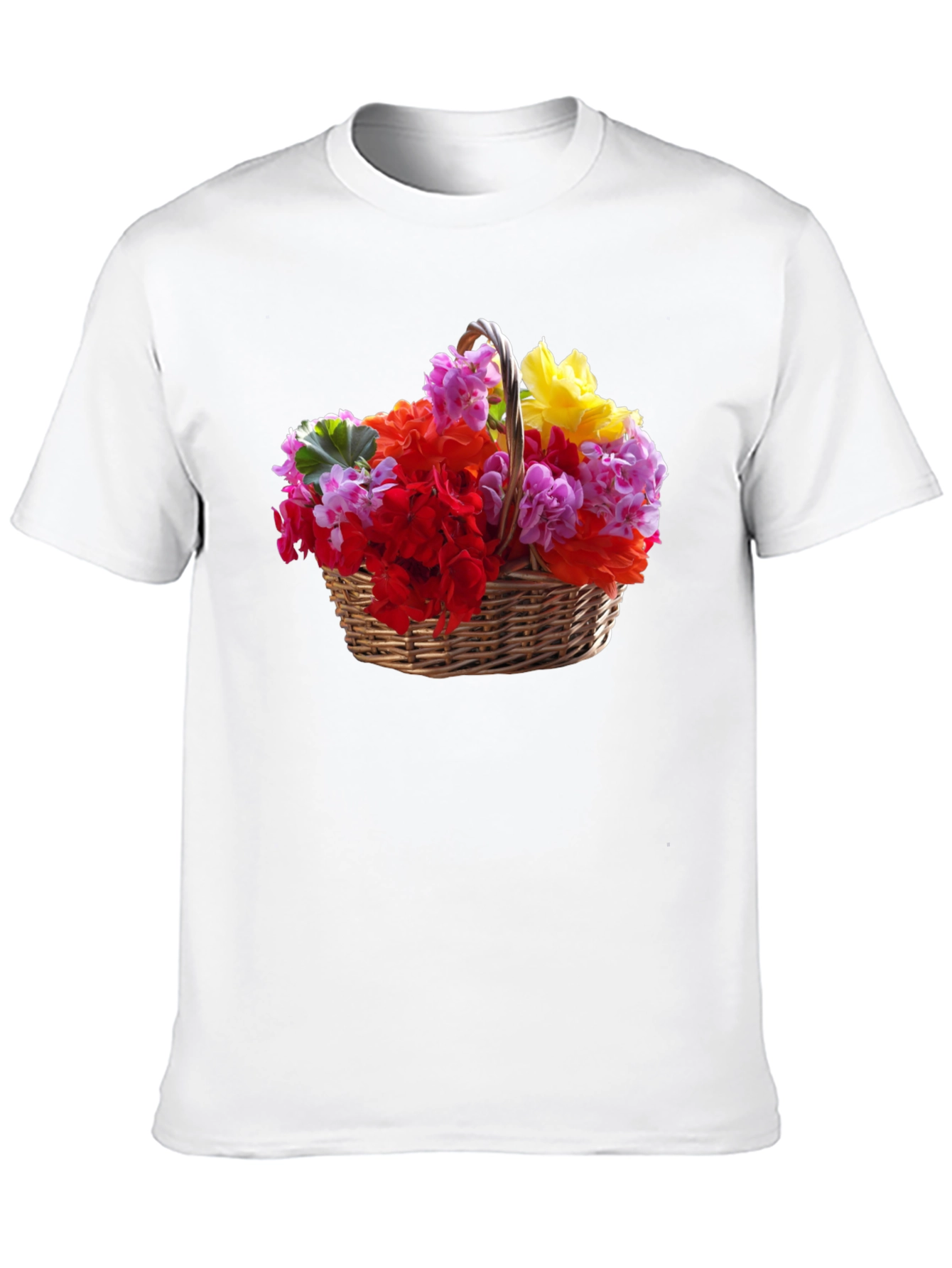 Black Floral Basket Graphic Tee - Mens Casual Short Sleeve T-Shirt view 10
