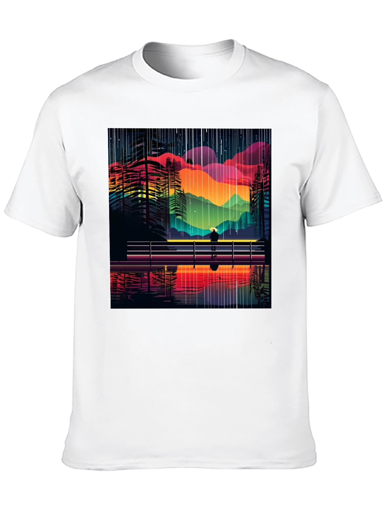 Black Vibrant Abstract Landscape Tee - Stylish Graphic T-Shirt view 10