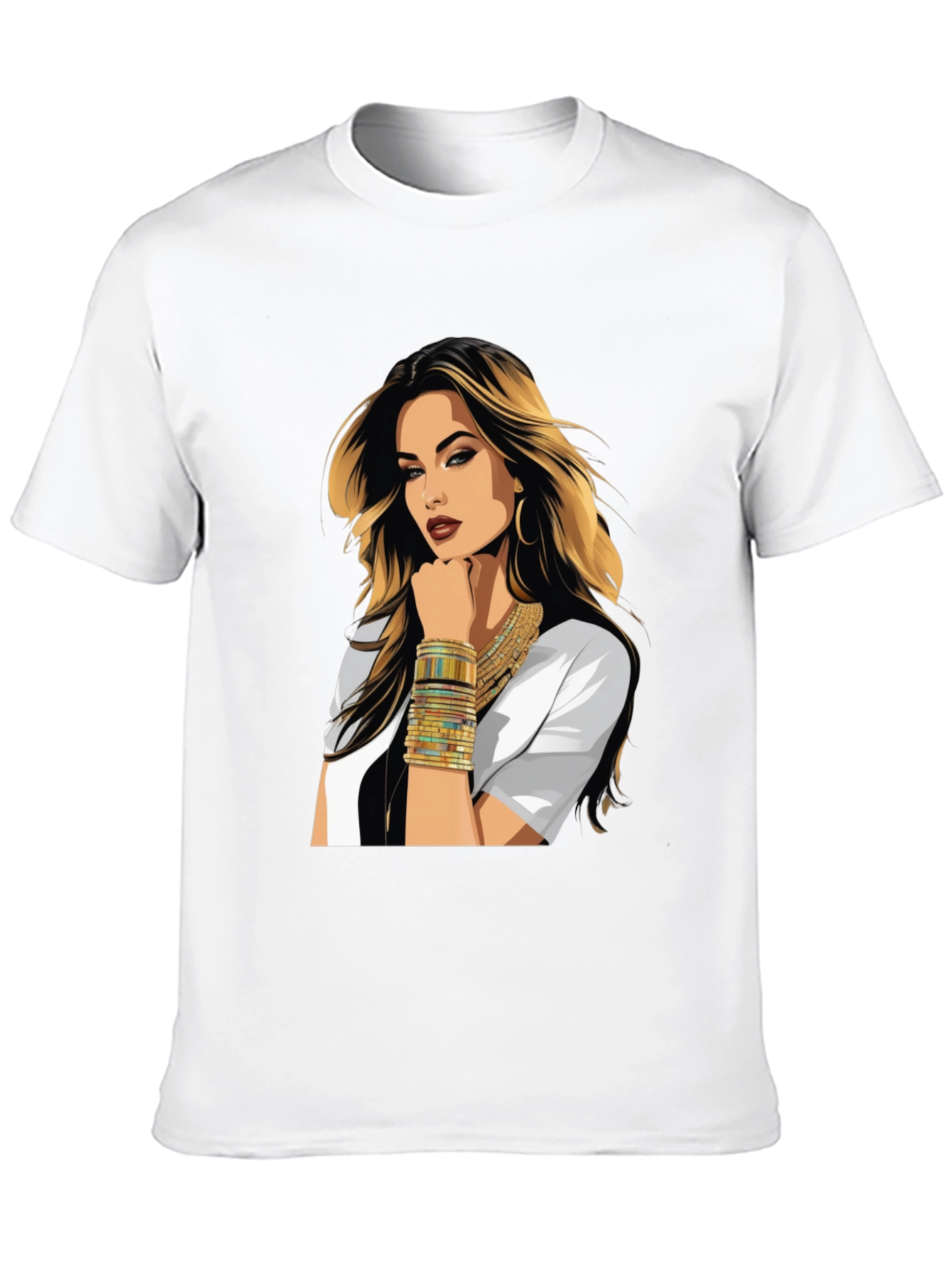 Black Black Graphic Tee - Glam Woman Print view 10