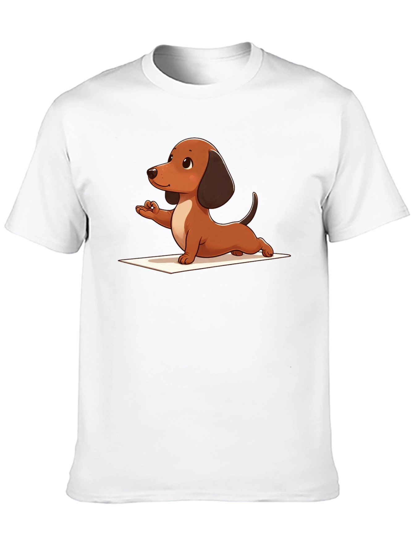 Black Yoga Dachshund Black T-Shirt view 10