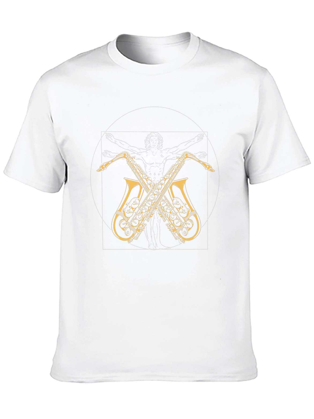 Black Vitruvian Man Saxophone T-Shirt view 10