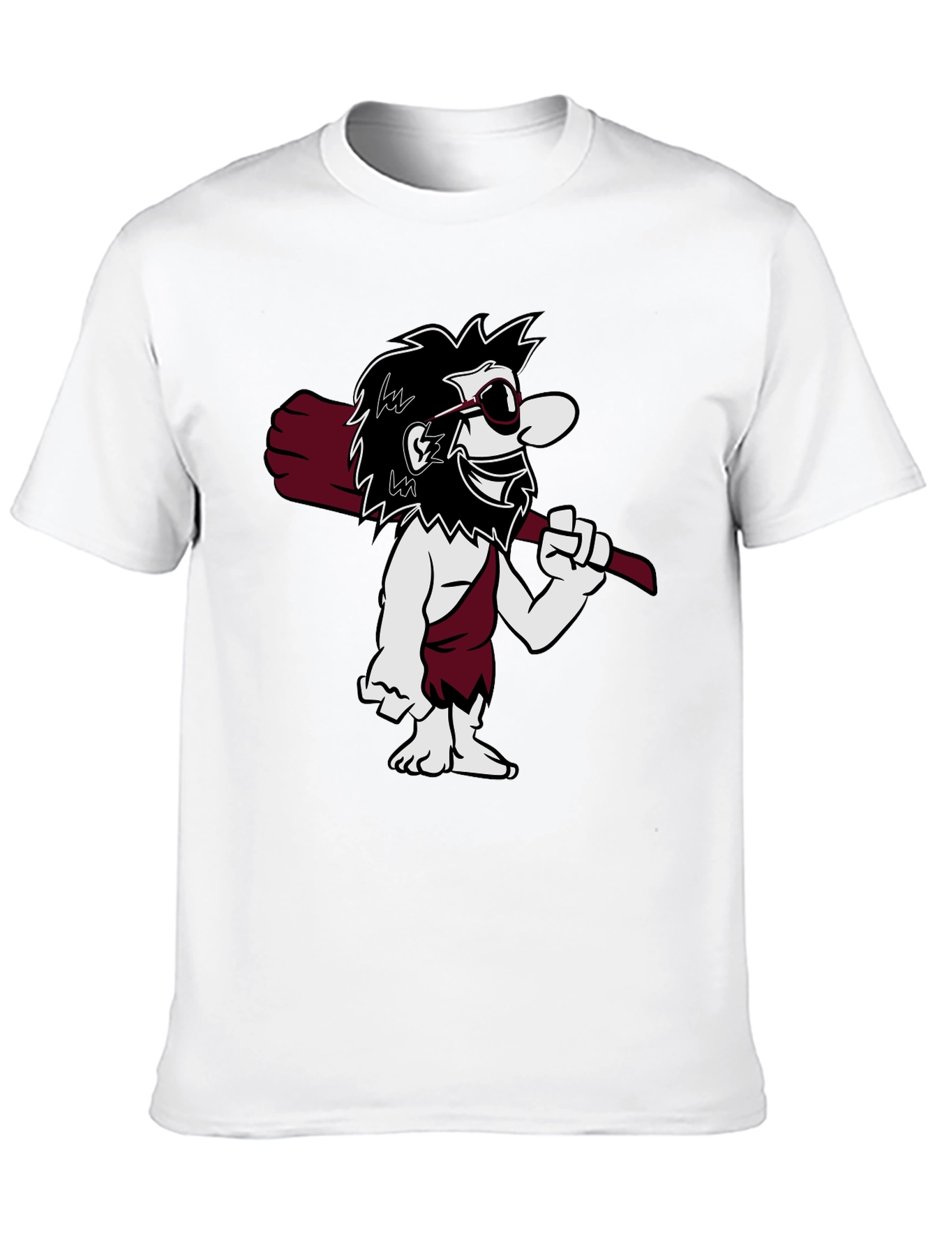 Black Cool Caveman Cartoon Graphic Tee - Black view 10