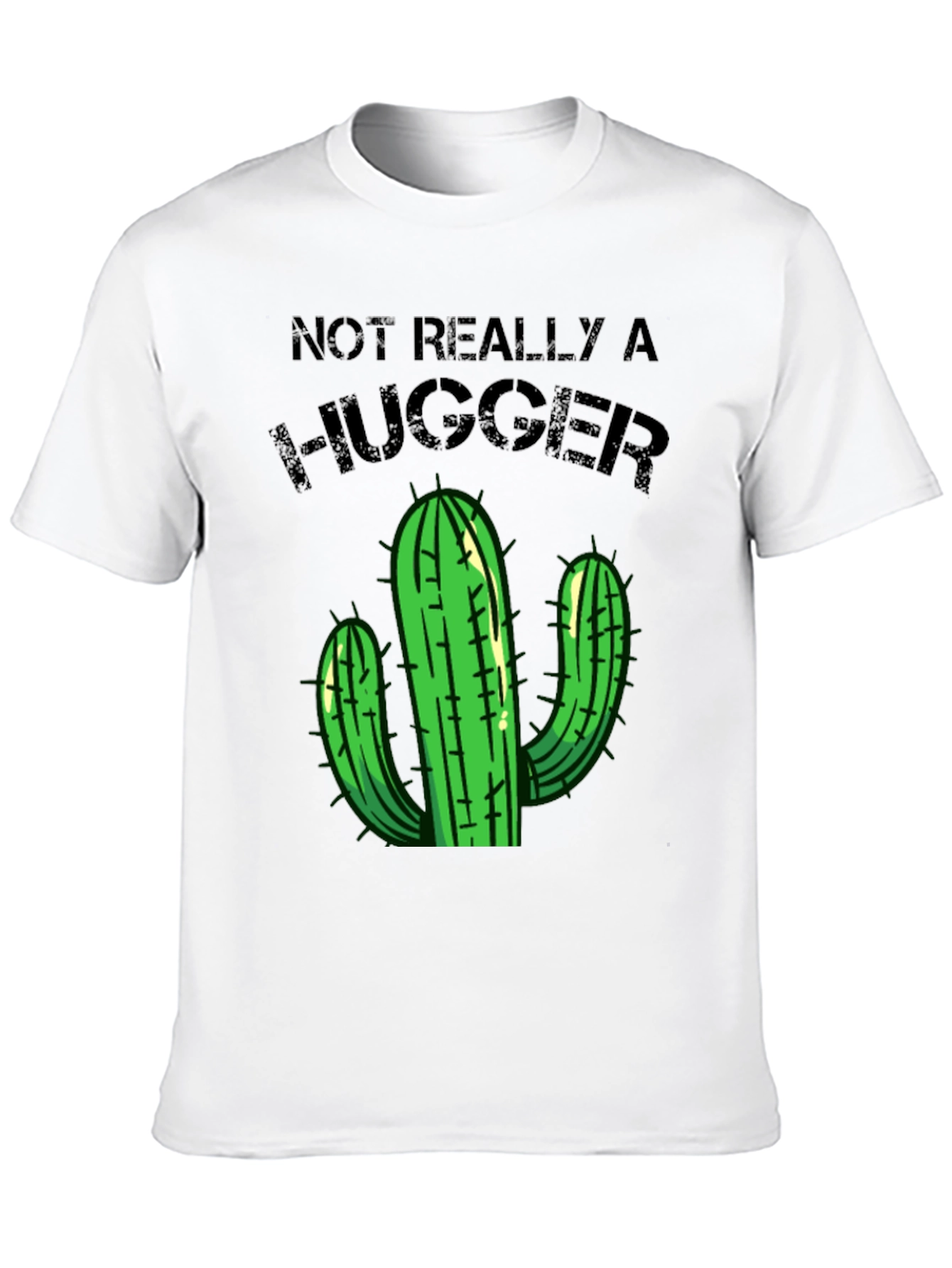 Black Not Really a Hugger T-Shirt Cactus Graphic Tee view 10