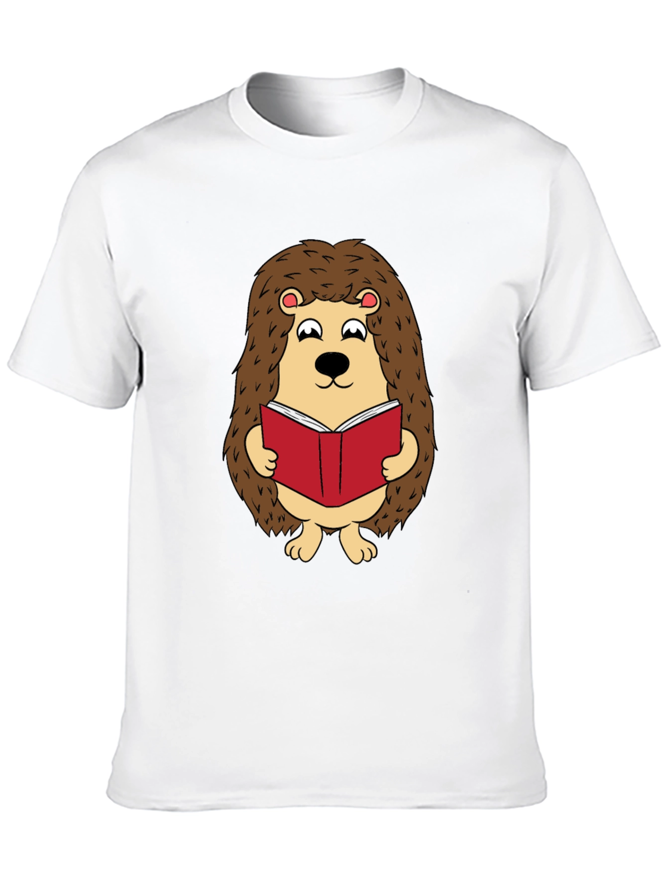 Black Cute Hedgehog Reading Book Graphic T-Shirt view 10
