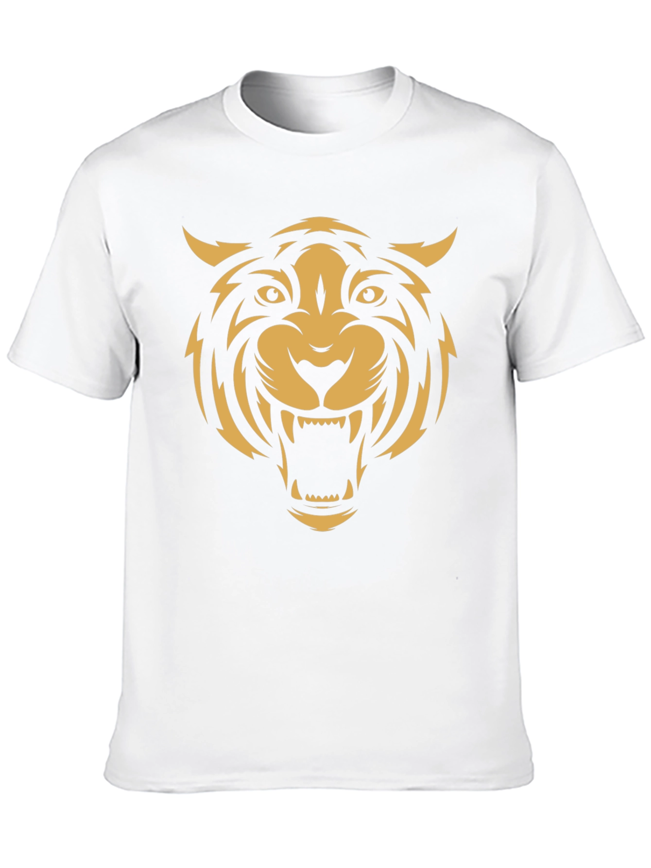 Black Men's Black T-Shirt with Bold Tiger Graphic view 10