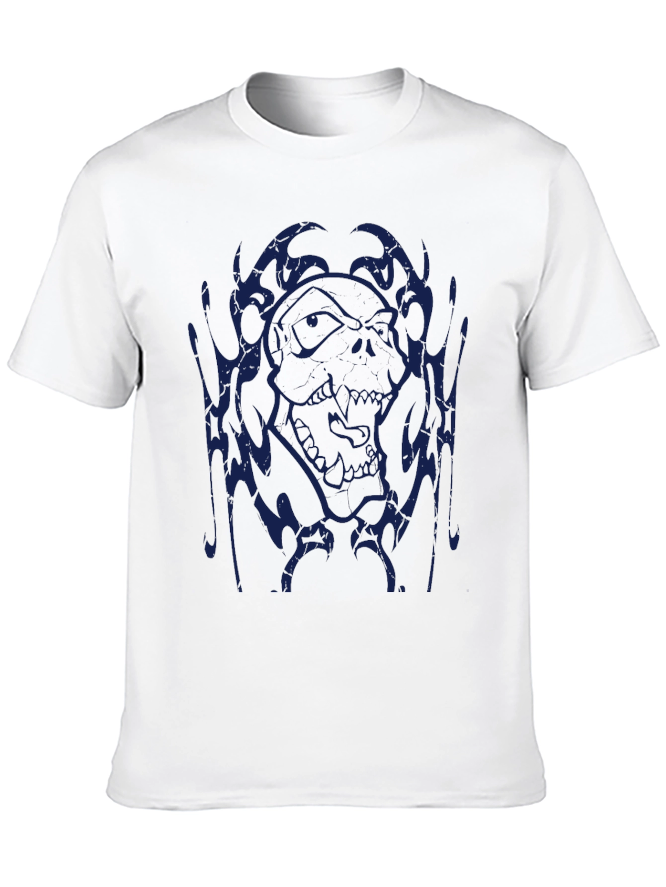 Black Skull Graphic Print Crew Neck T-Shirt view 10