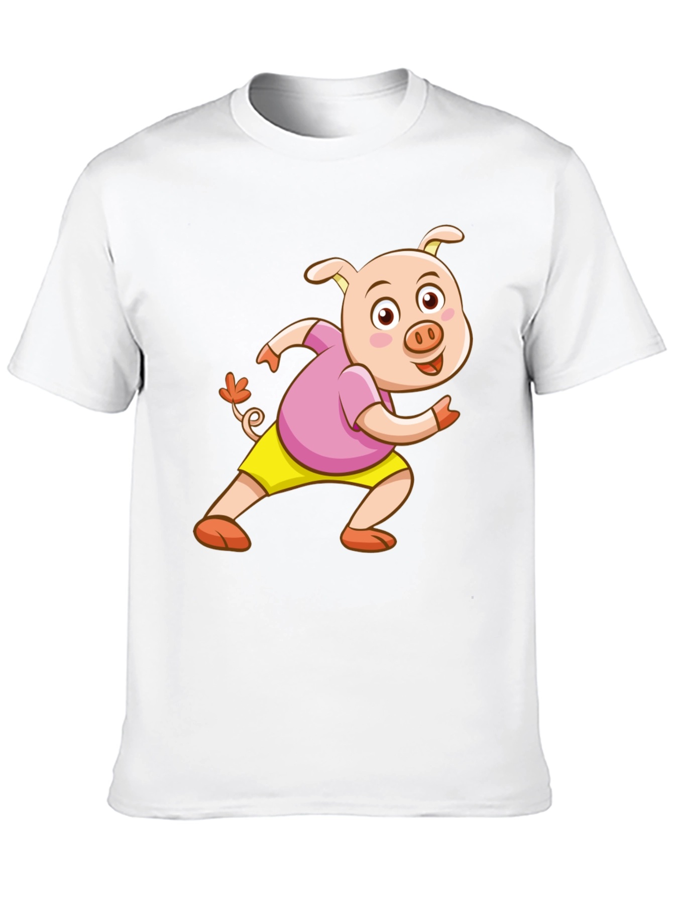 Black Cartoon Pig Black T-Shirt view 10