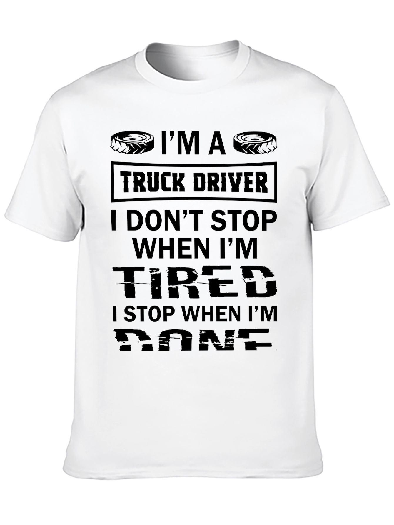 Black Truck Driver Tire Design Black T-Shirt view 10