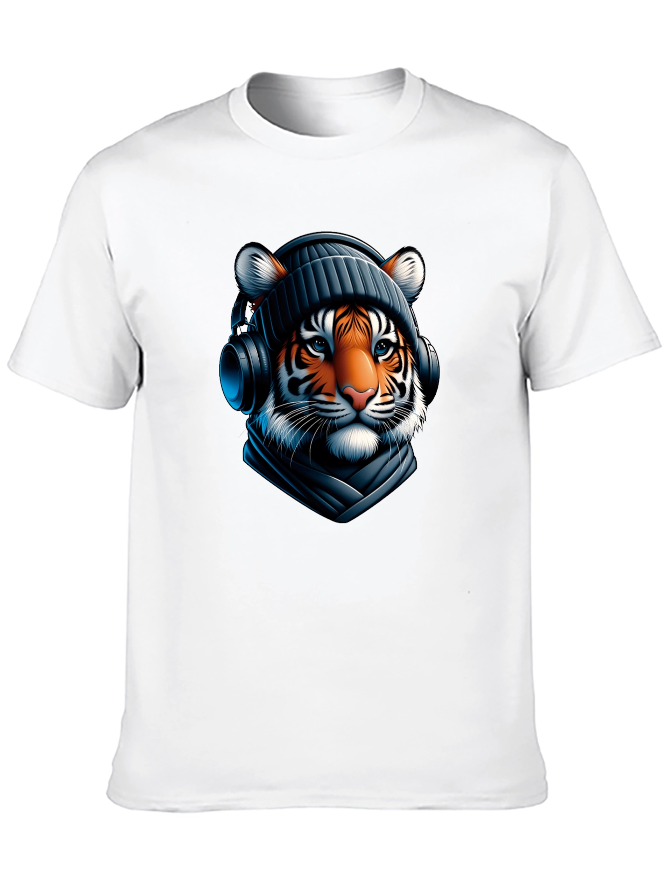 Black Tiger with Headphones Graphic Tee view 10