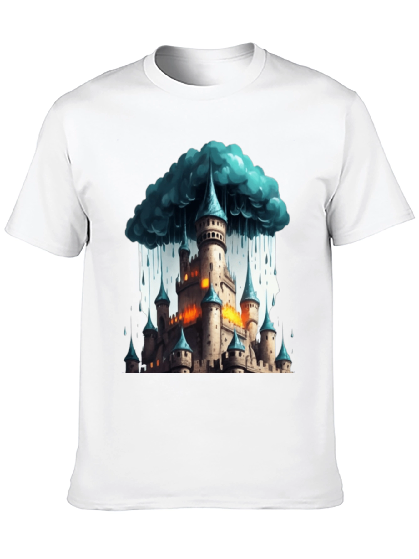 Black Fantasy Castle Storm T-Shirt view 10
