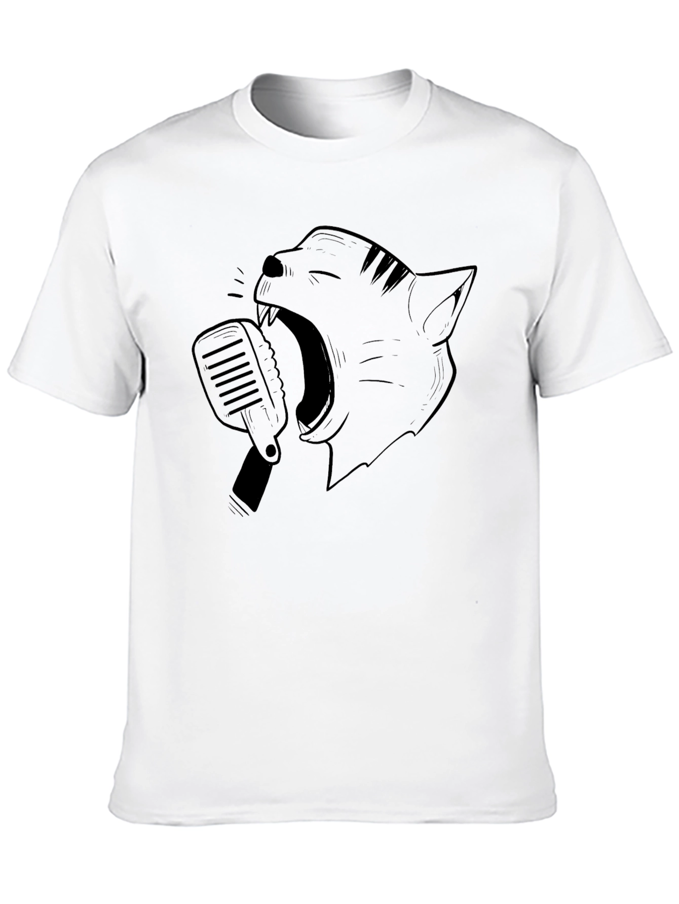 Black Singing Cat Graphic Tee - Black Cotton Blend view 10