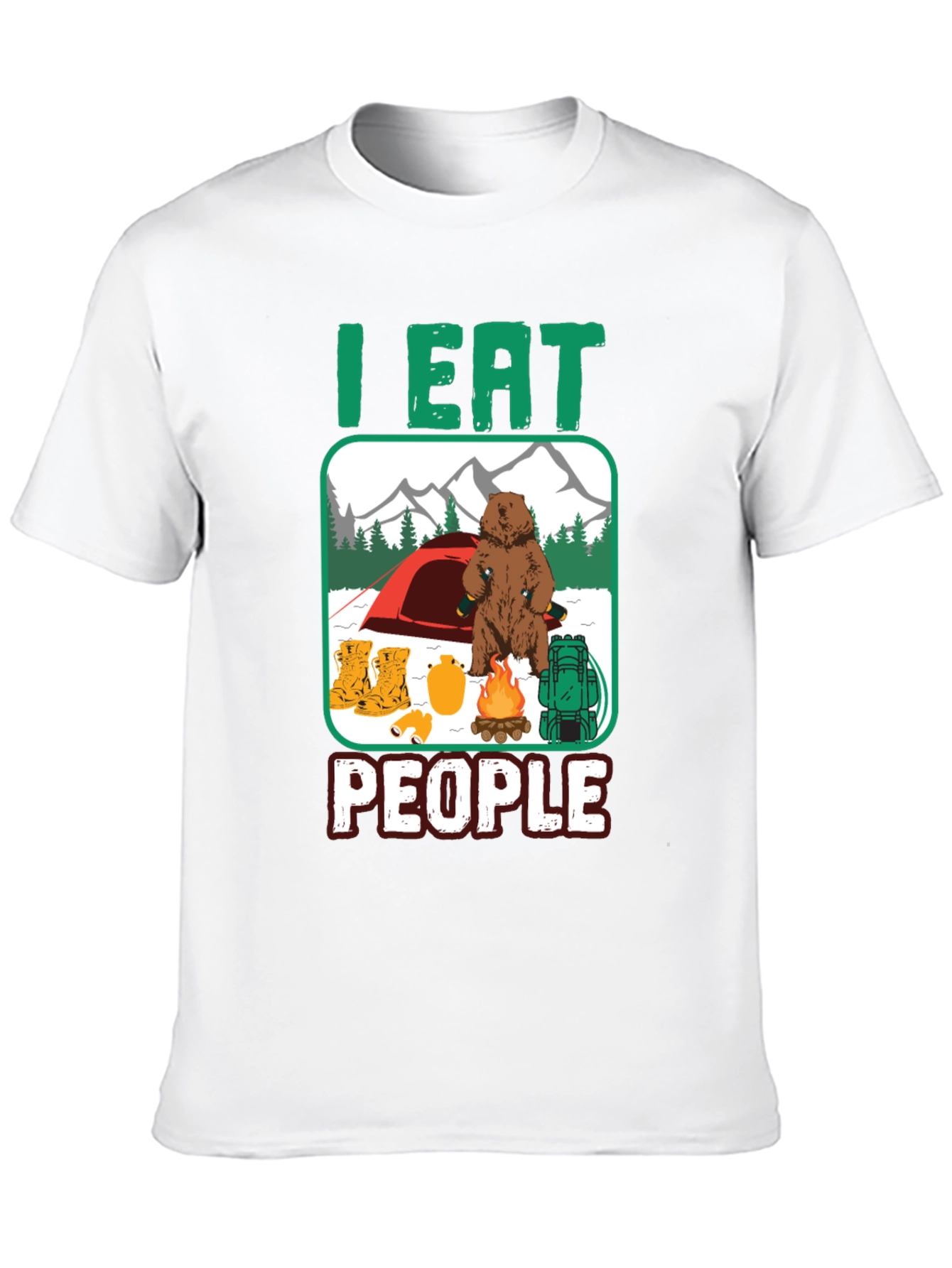 Black I Eat People Bear Camping T-Shirt view 10