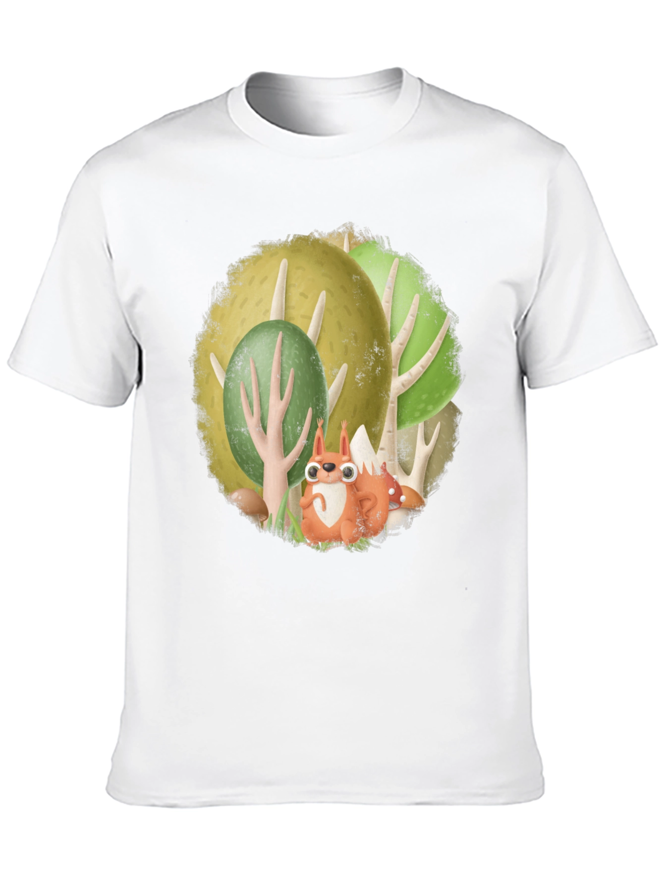 Black Whimsical Squirrel Forest Graphic Tee view 10