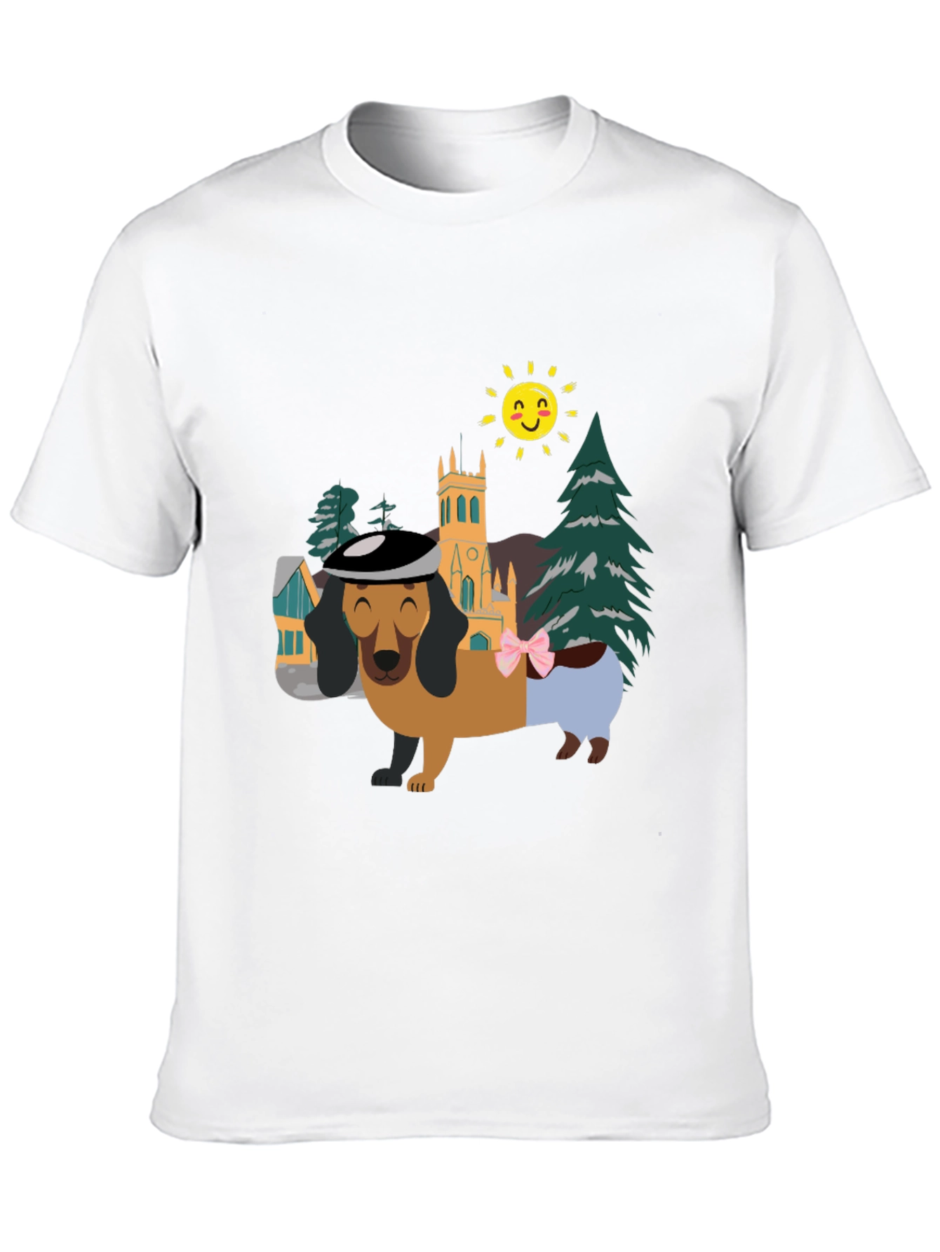 Black Dachshund Landscape Graphic Tee - Stylish & Fun! view 10