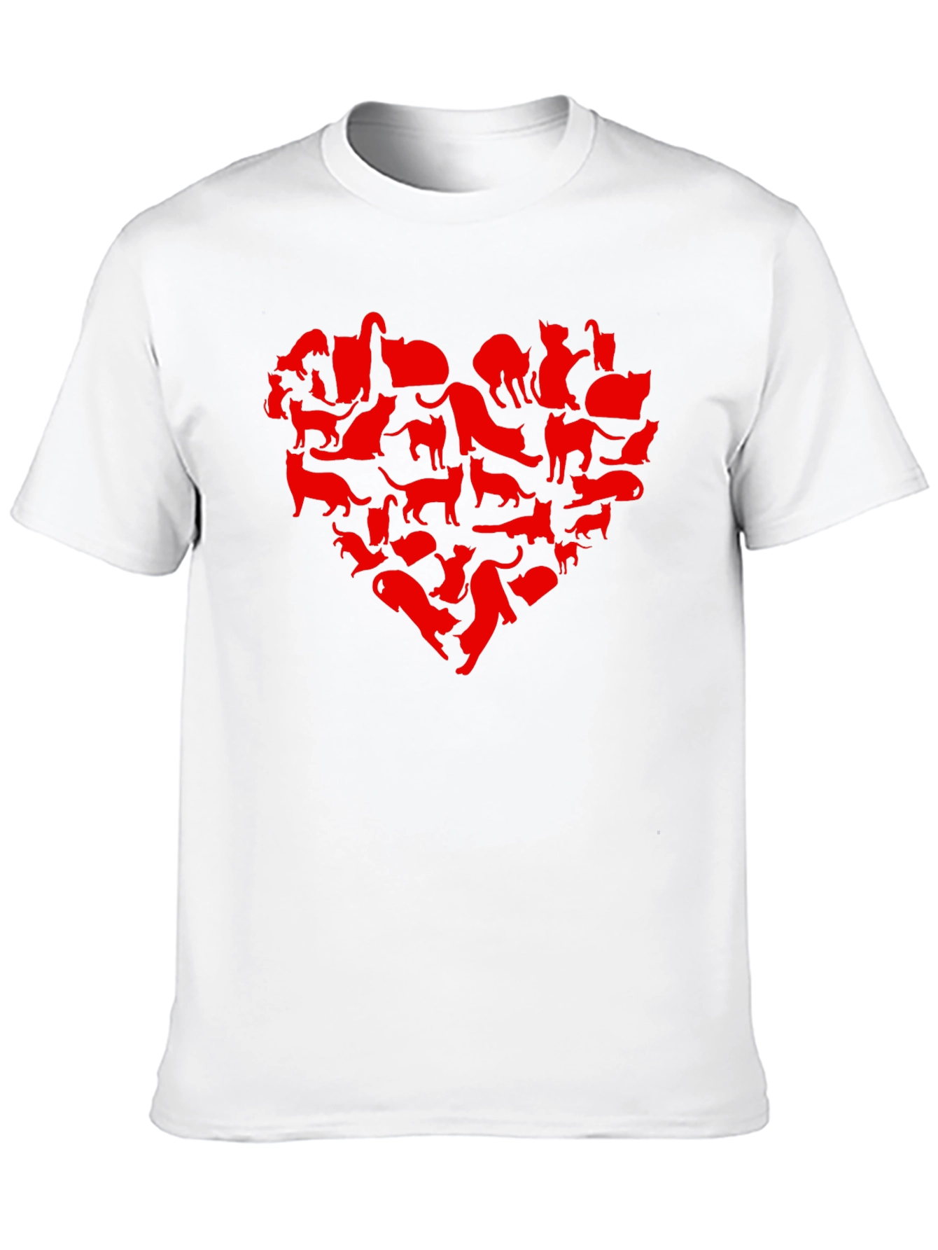 Black Cat Heart T-Shirt - Black Crew Neck Animal Lover Tee view 10