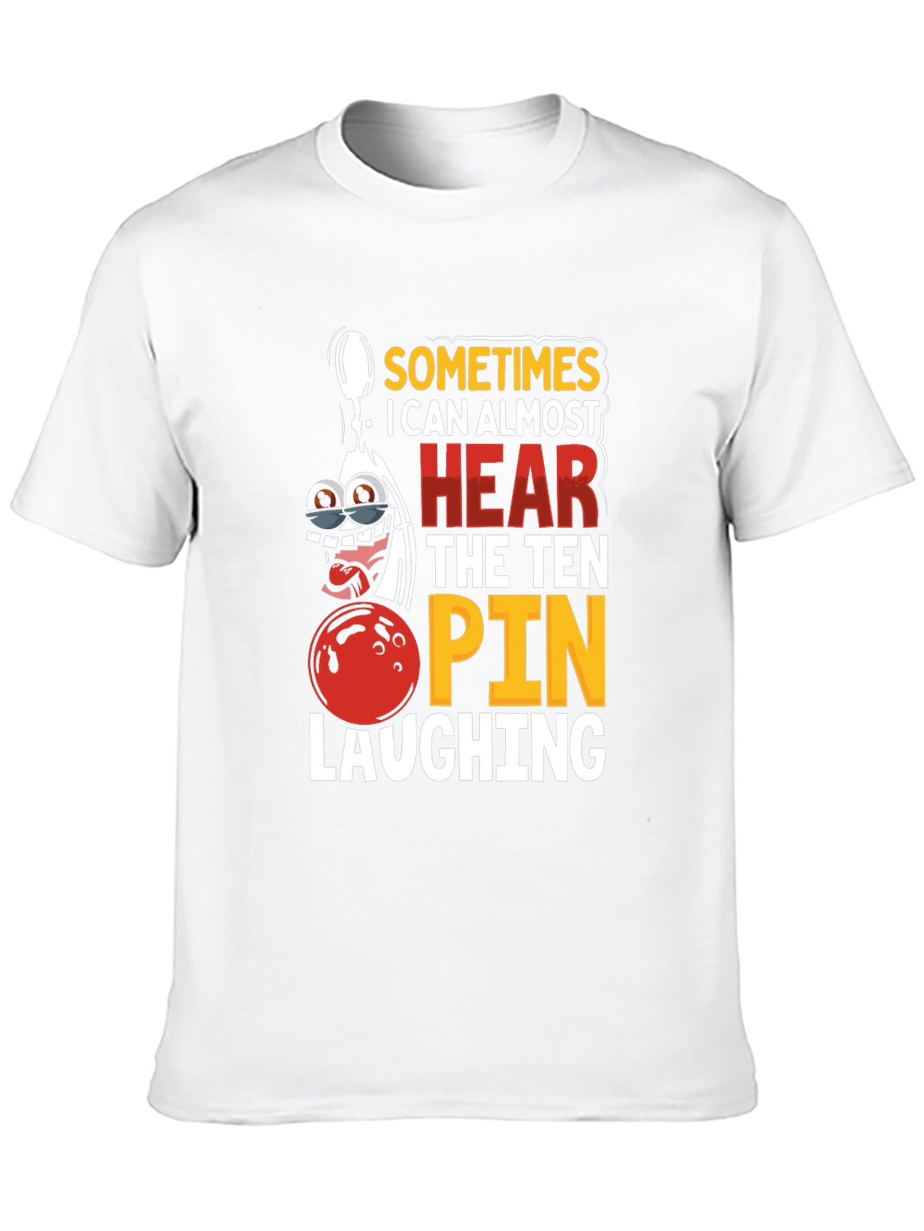 Black Funny Bowling T-Shirt: Ten Pin Laughing Graphic Tee view 10