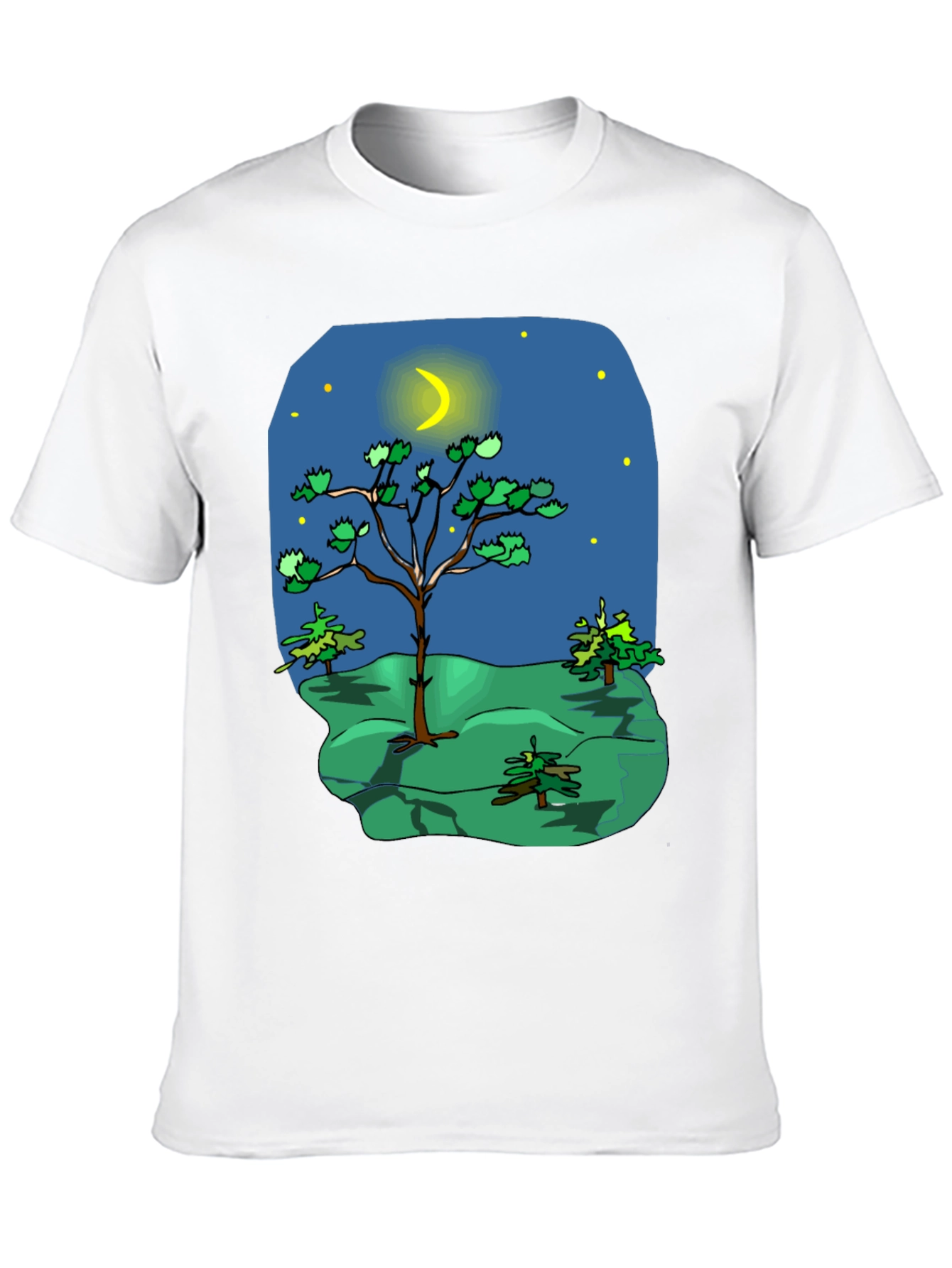 Black Cartoon Nature Scene Black T-Shirt view 10