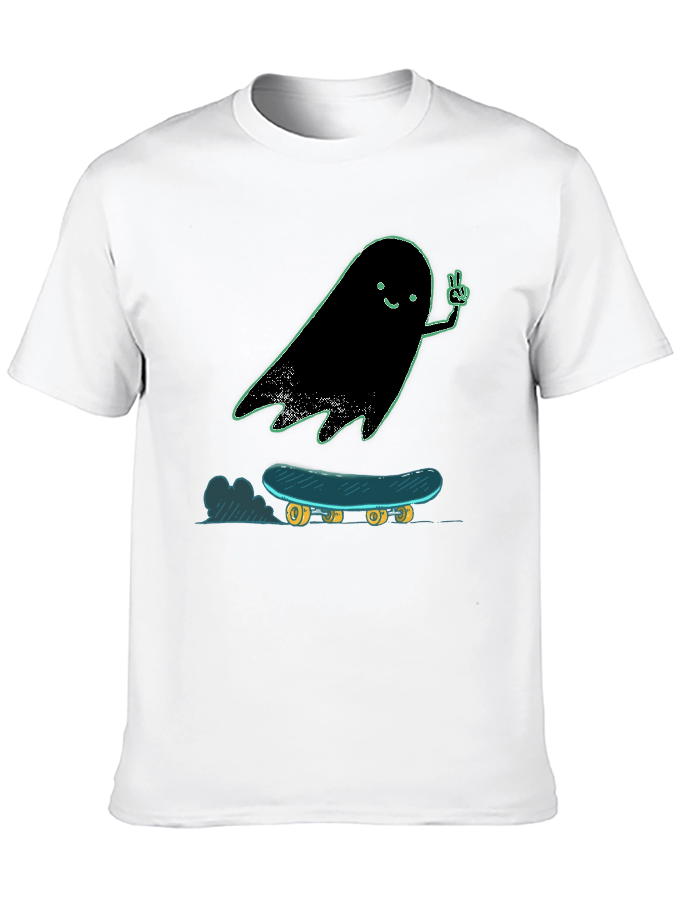 Black Ghost Skateboard Tee - Cool Graphic Print Shirt view 10