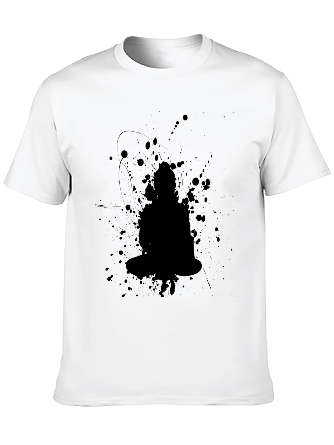 Black Black Buddha Splatter Print T-Shirt view 10