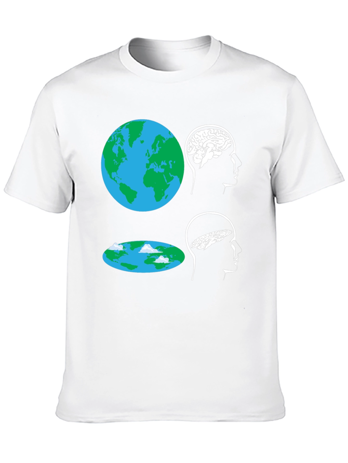 Black Flat Earth Brain Tee: Round vs. Flat Mindset T-Shirt view 10