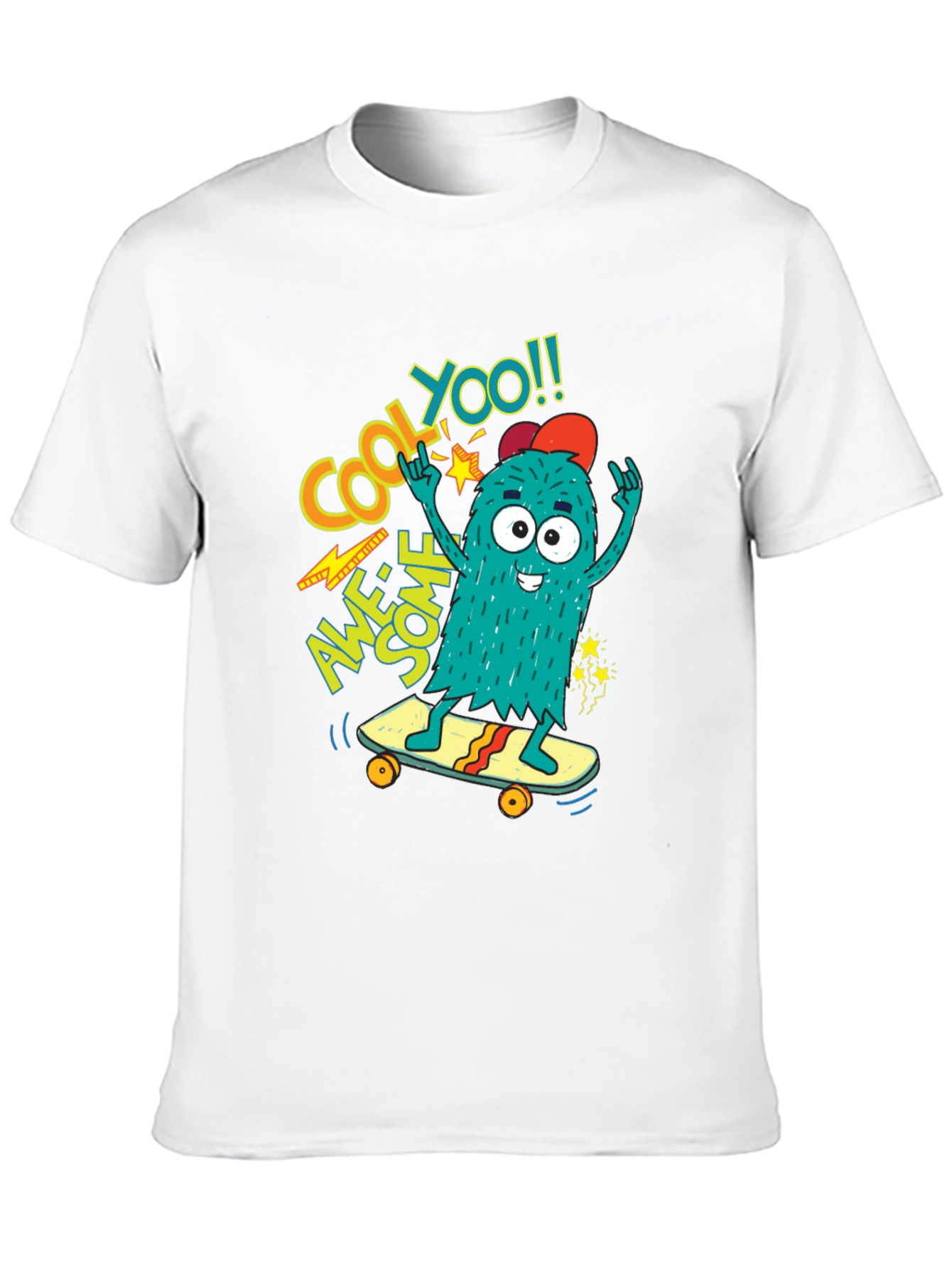 Black Cool Monster Skateboard Graphic Tee - Awesome YOO!! view 10