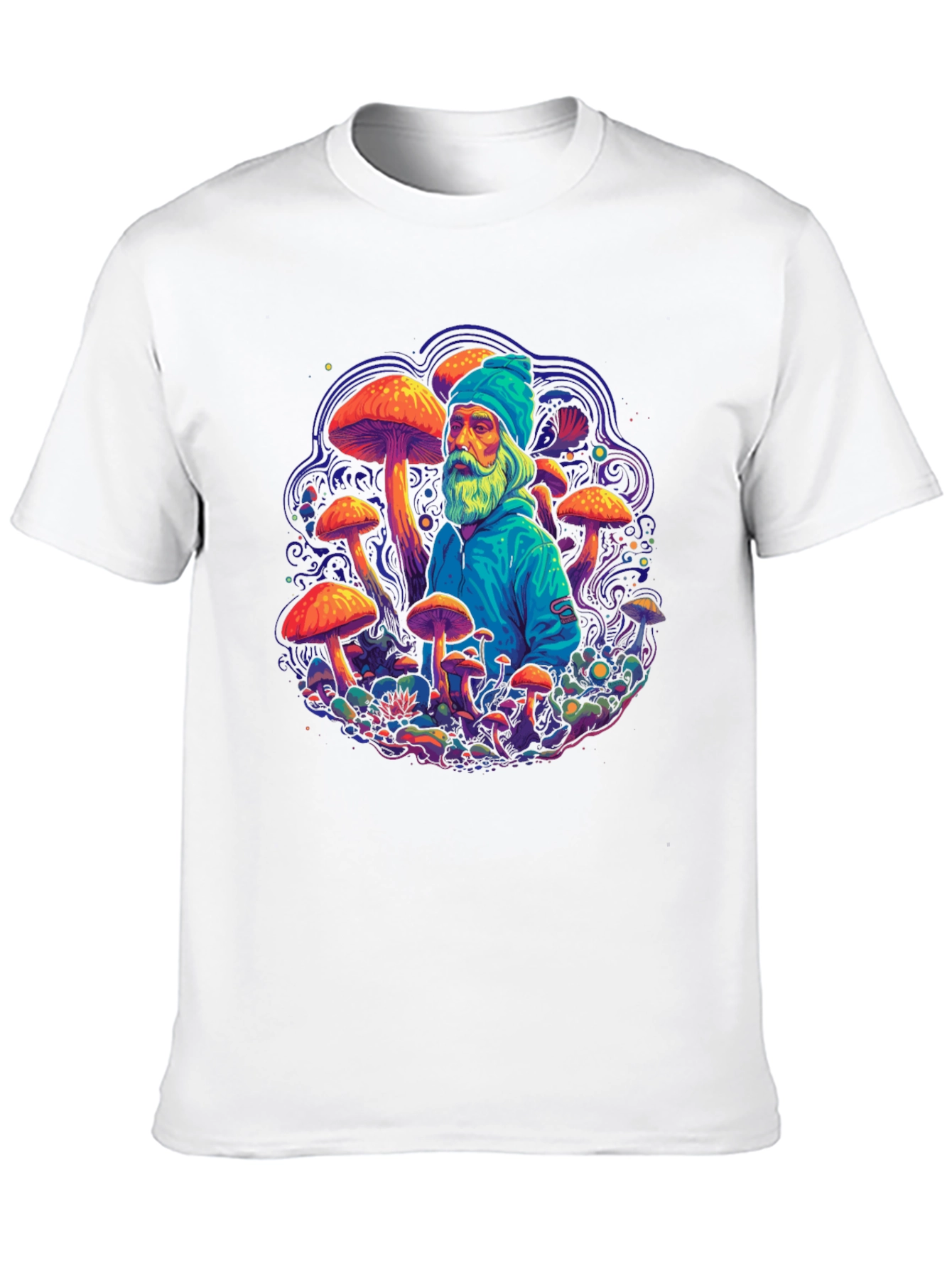 Black Wizard Mushroom Graphic Tee - Psychedelic Design view 10