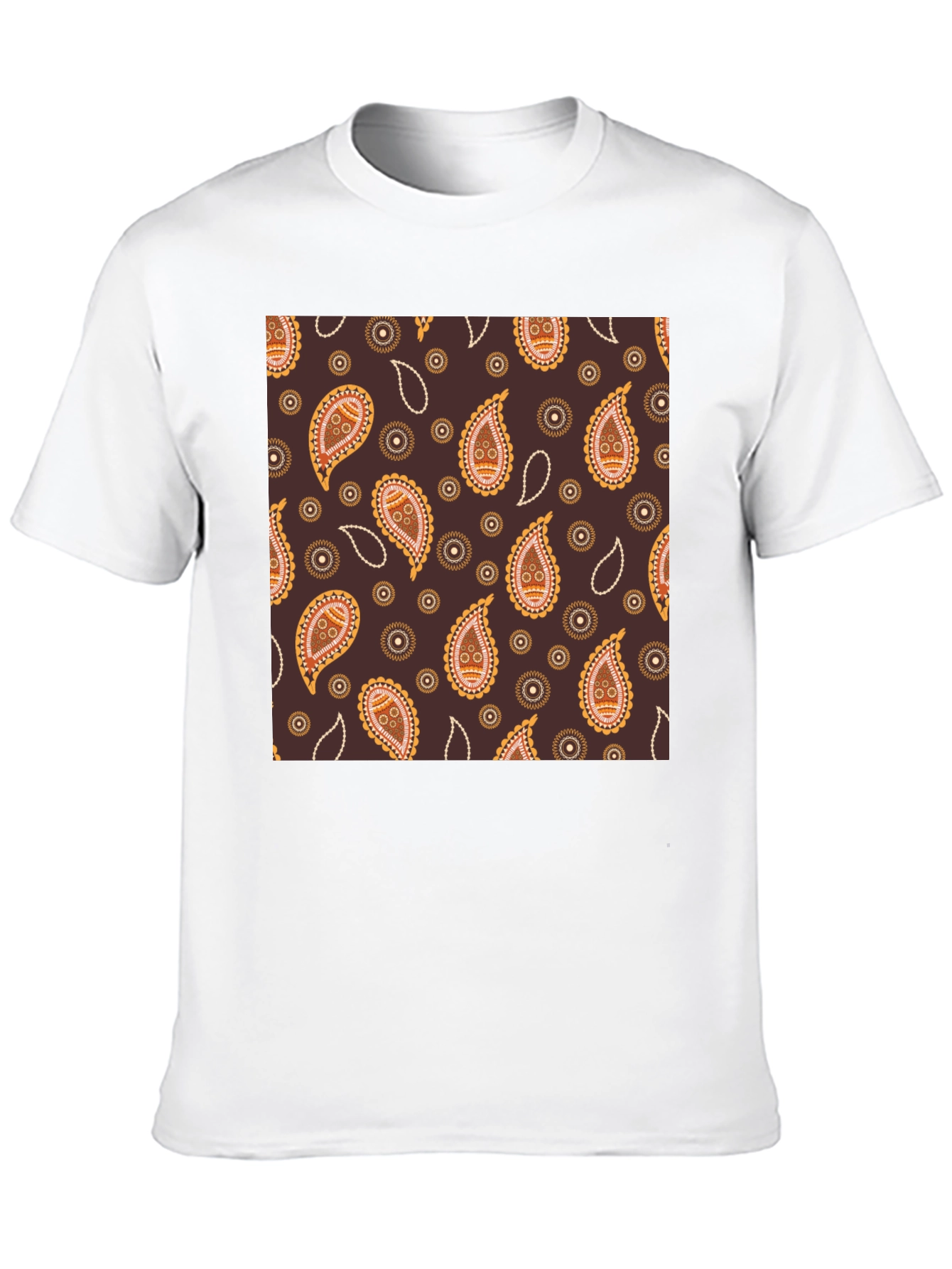 Black Paisley Pattern Black T-Shirt view 10