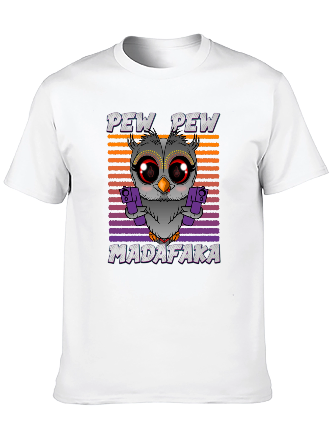 Black Pew Pew Madafaka Owl Graphic T-Shirt view 10