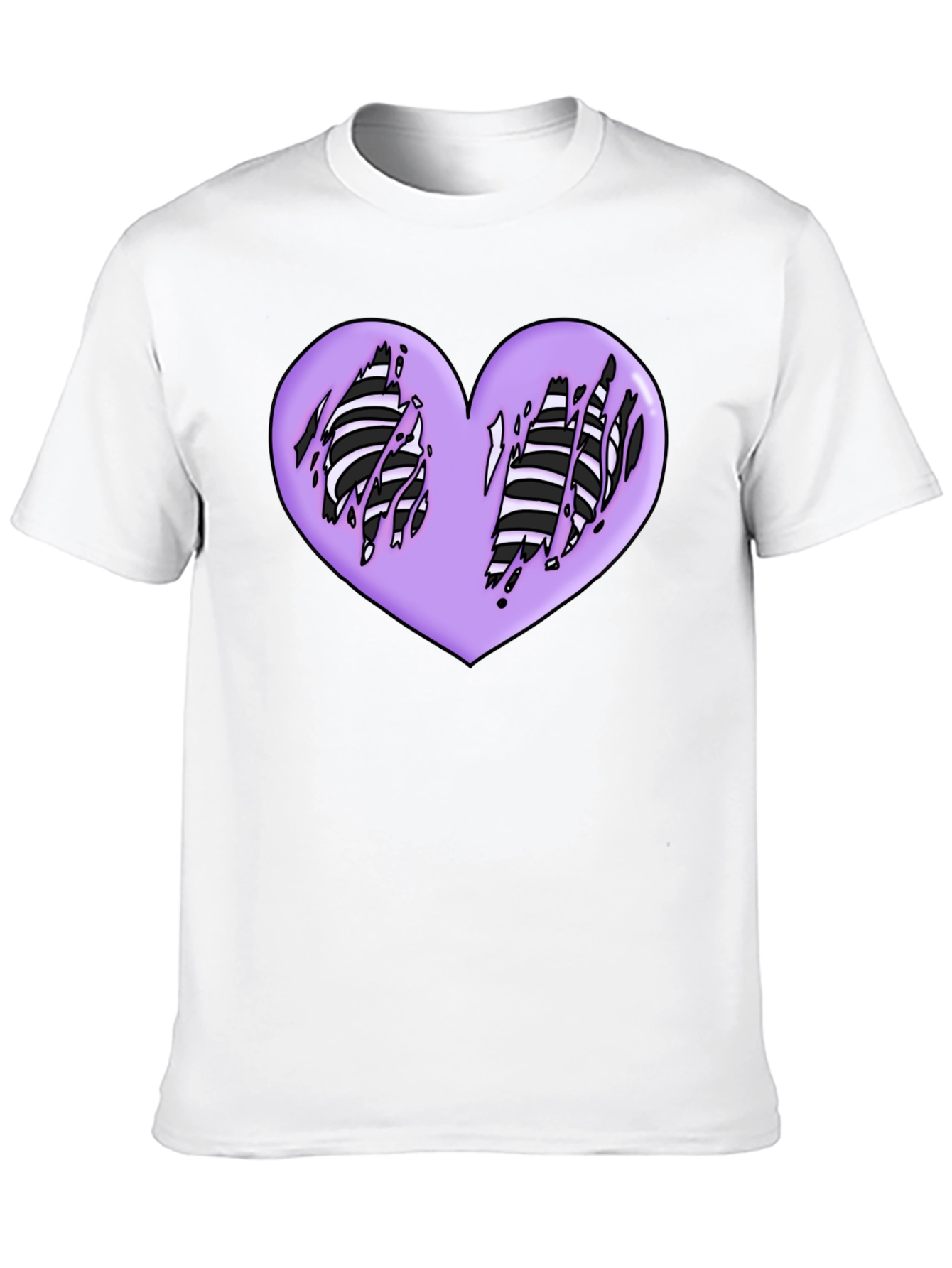 Black Ripped Heart Graphic Black T-Shirt view 10