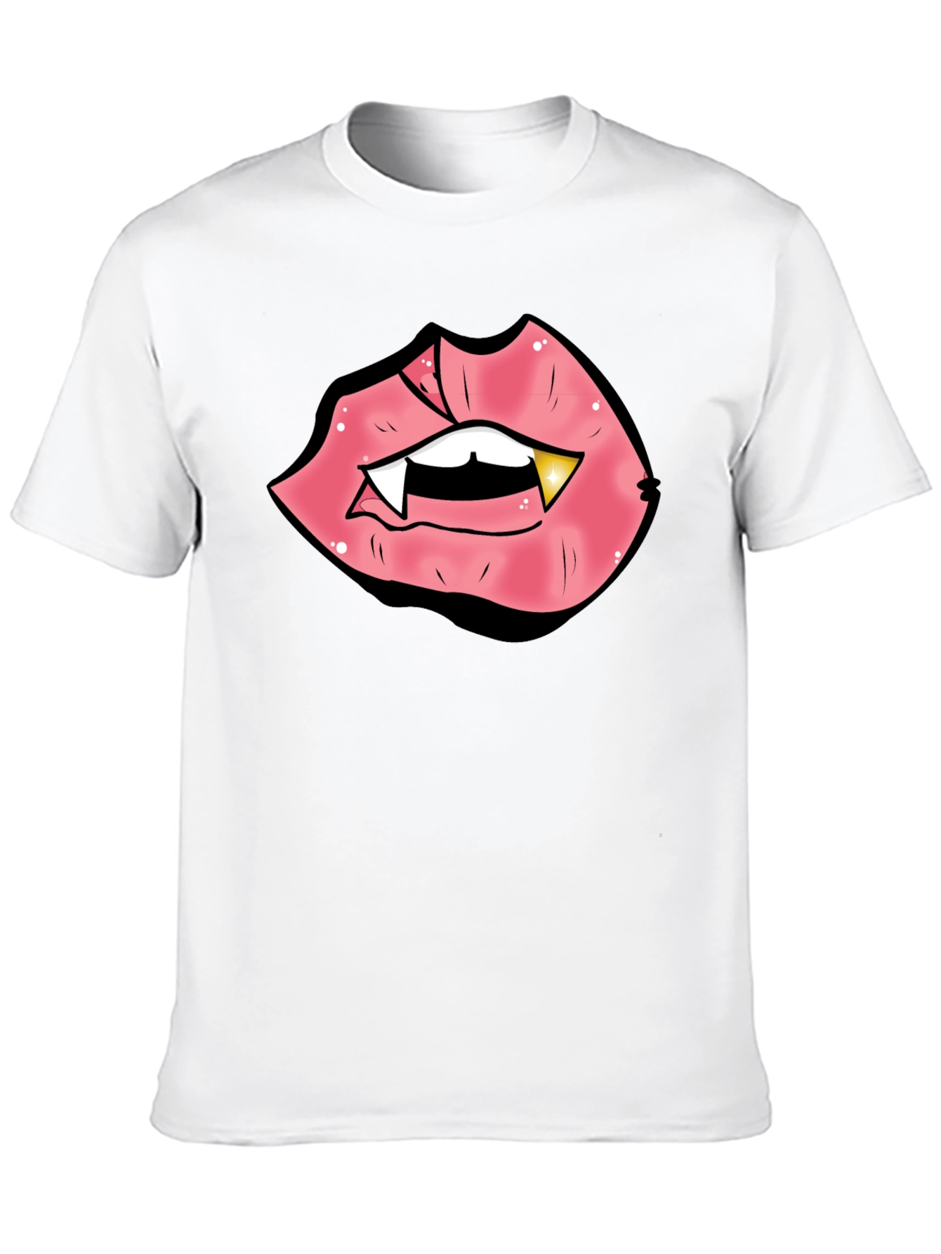 Black Vampire Lips Graphic Tee - Black Cotton Blend view 10