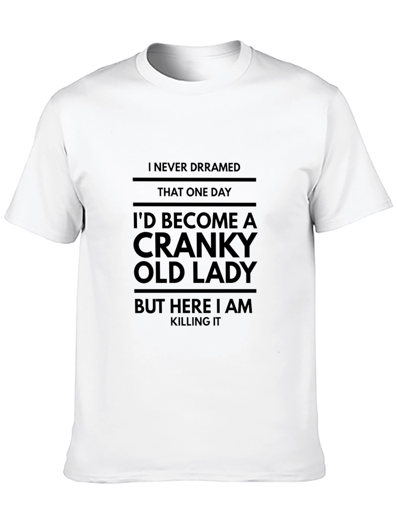 Black Cranky Old Lady Funny T-Shirt - Novelty Graphic Tee view 10