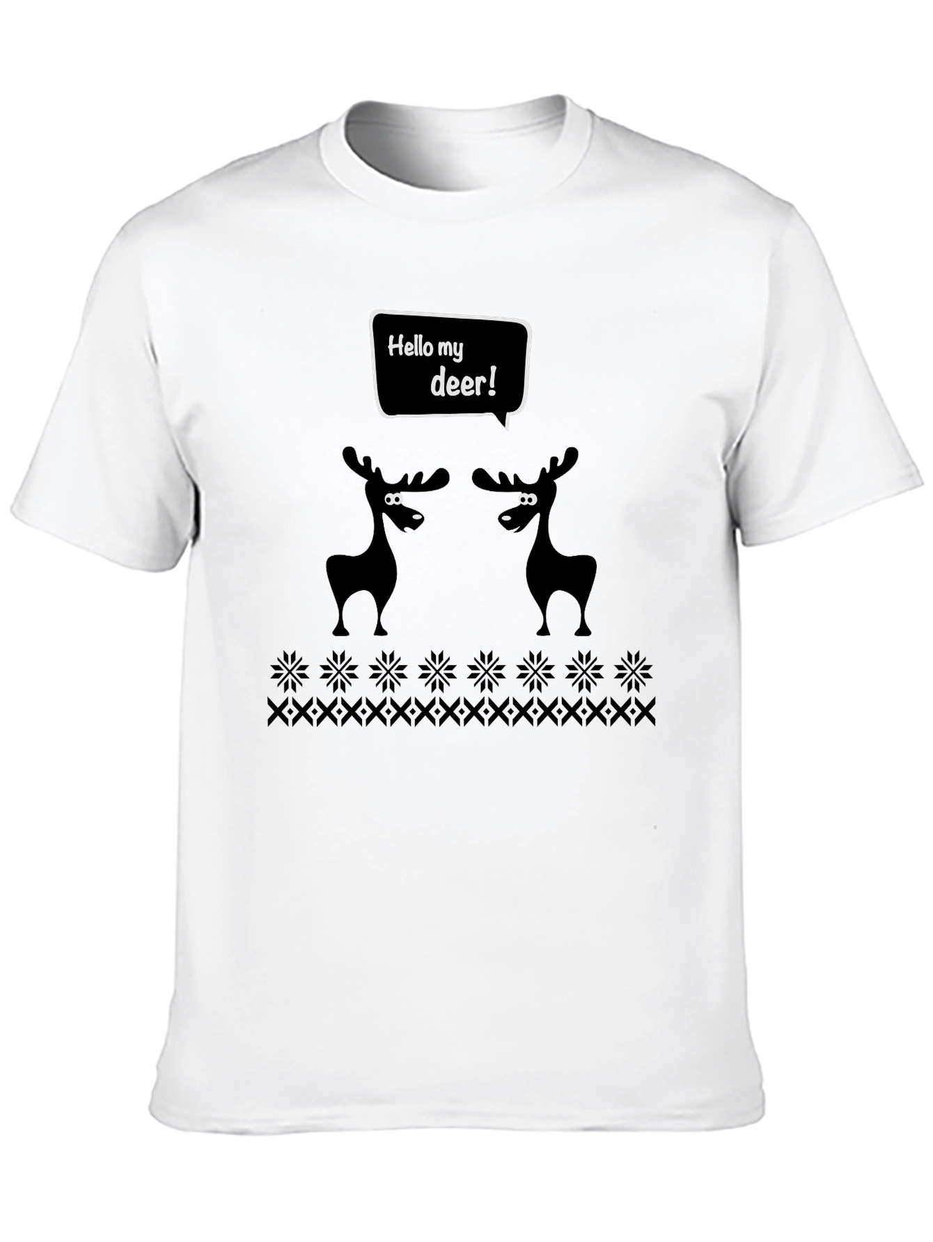 Black Hello My Deer Graphic Tee - Black Cotton T-Shirt view 10