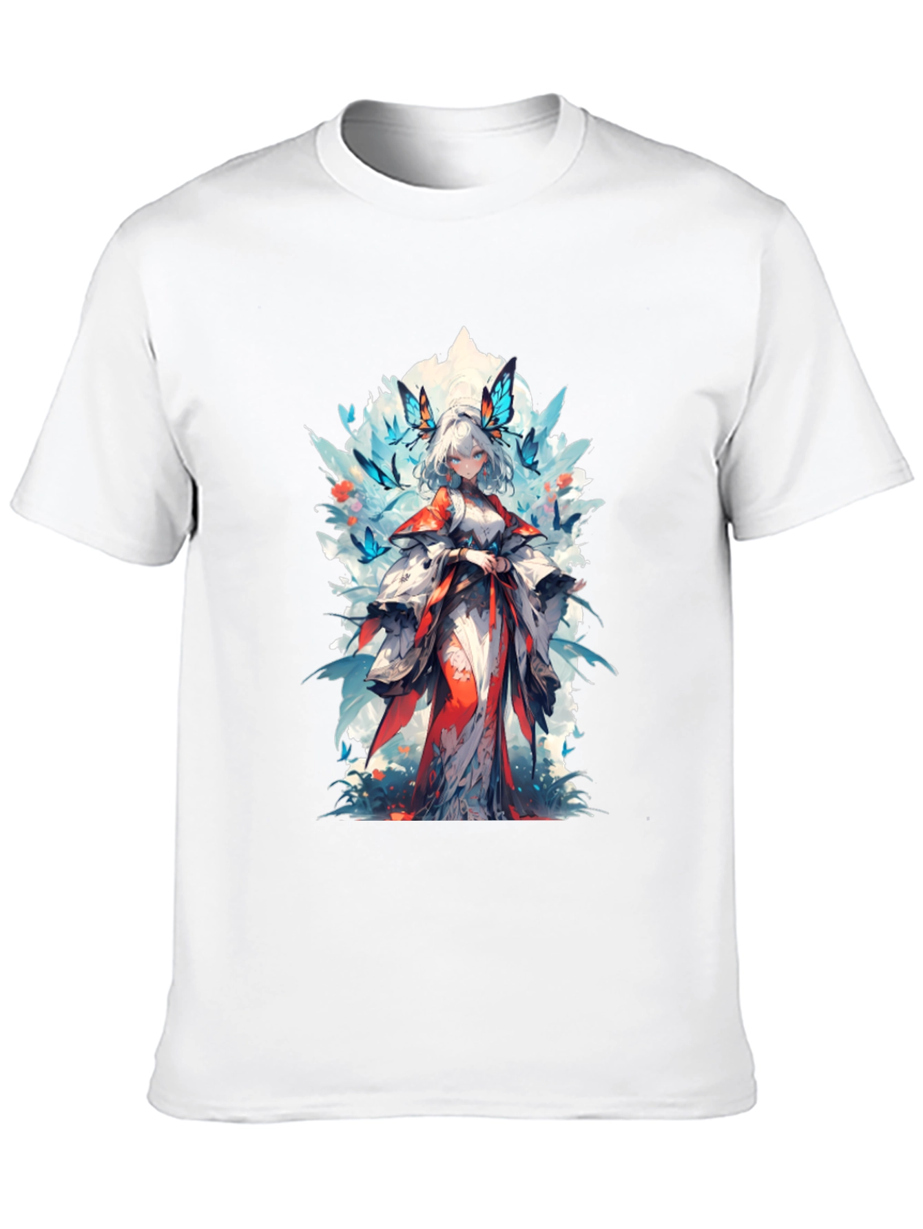 Black Anime Girl Butterfly T-Shirt - Black view 10