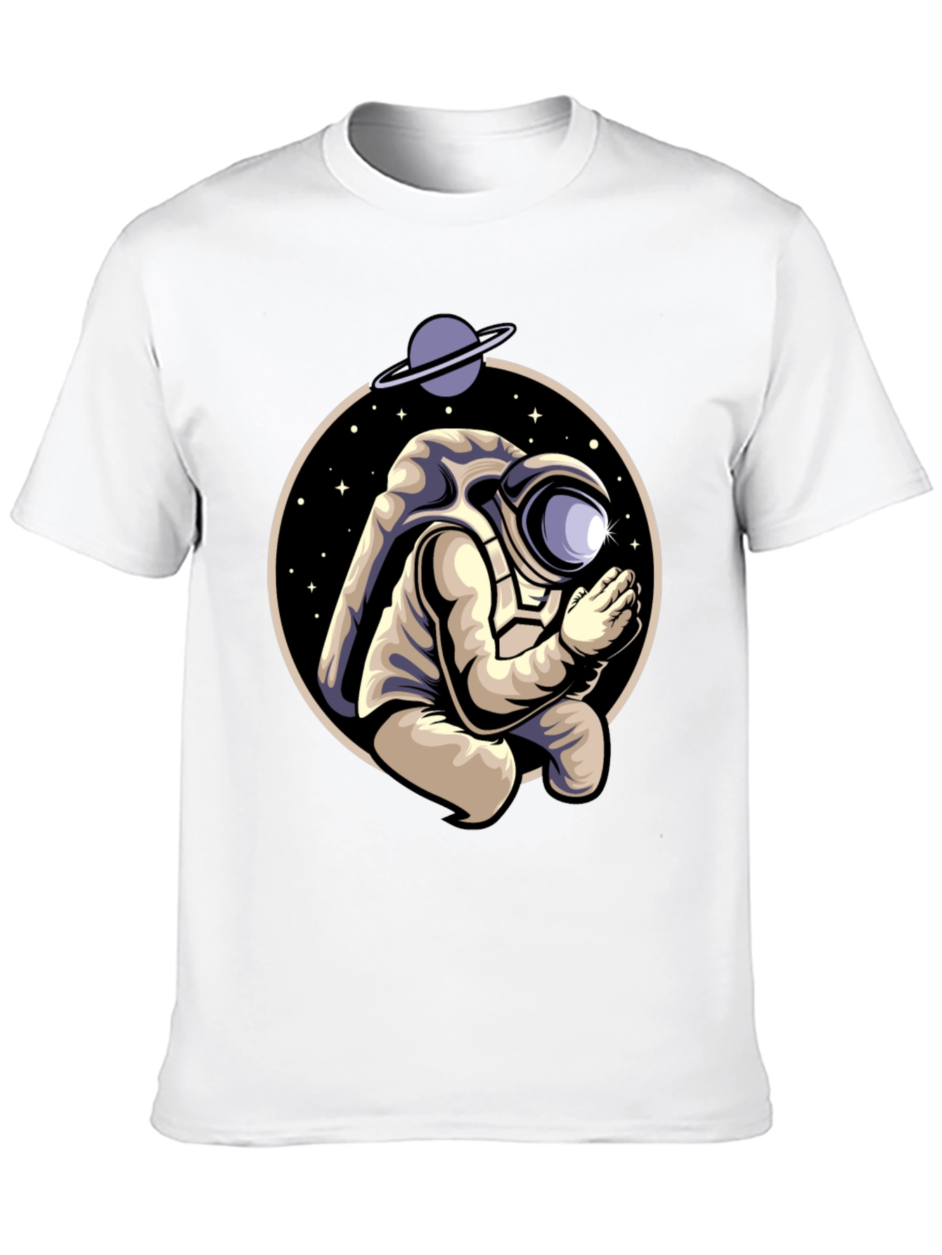 Black Praying Astronaut Graphic Tee - Unique Space Design view 10