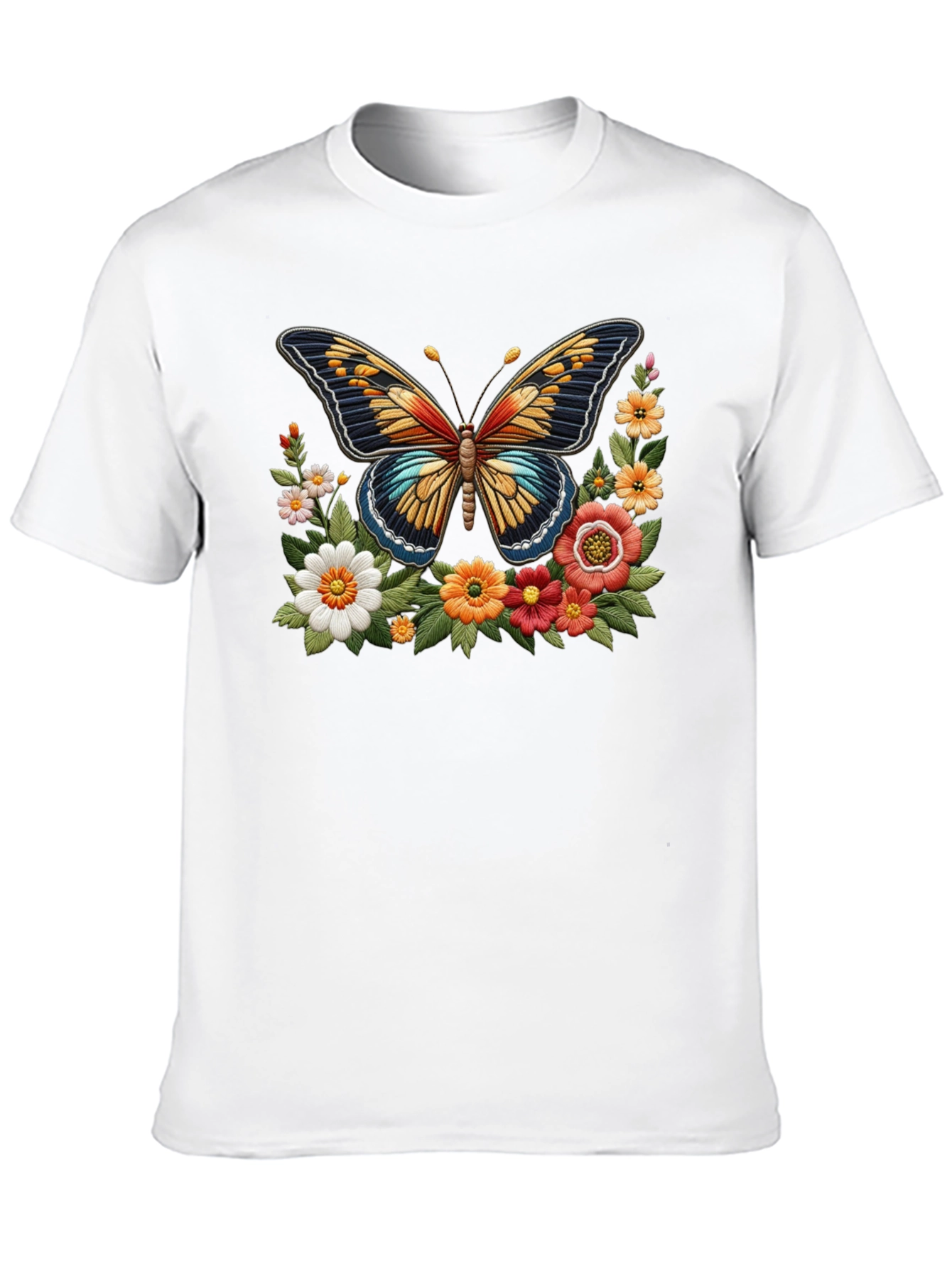 Black Butterfly Floral Graphic Print Black T-Shirt view 10