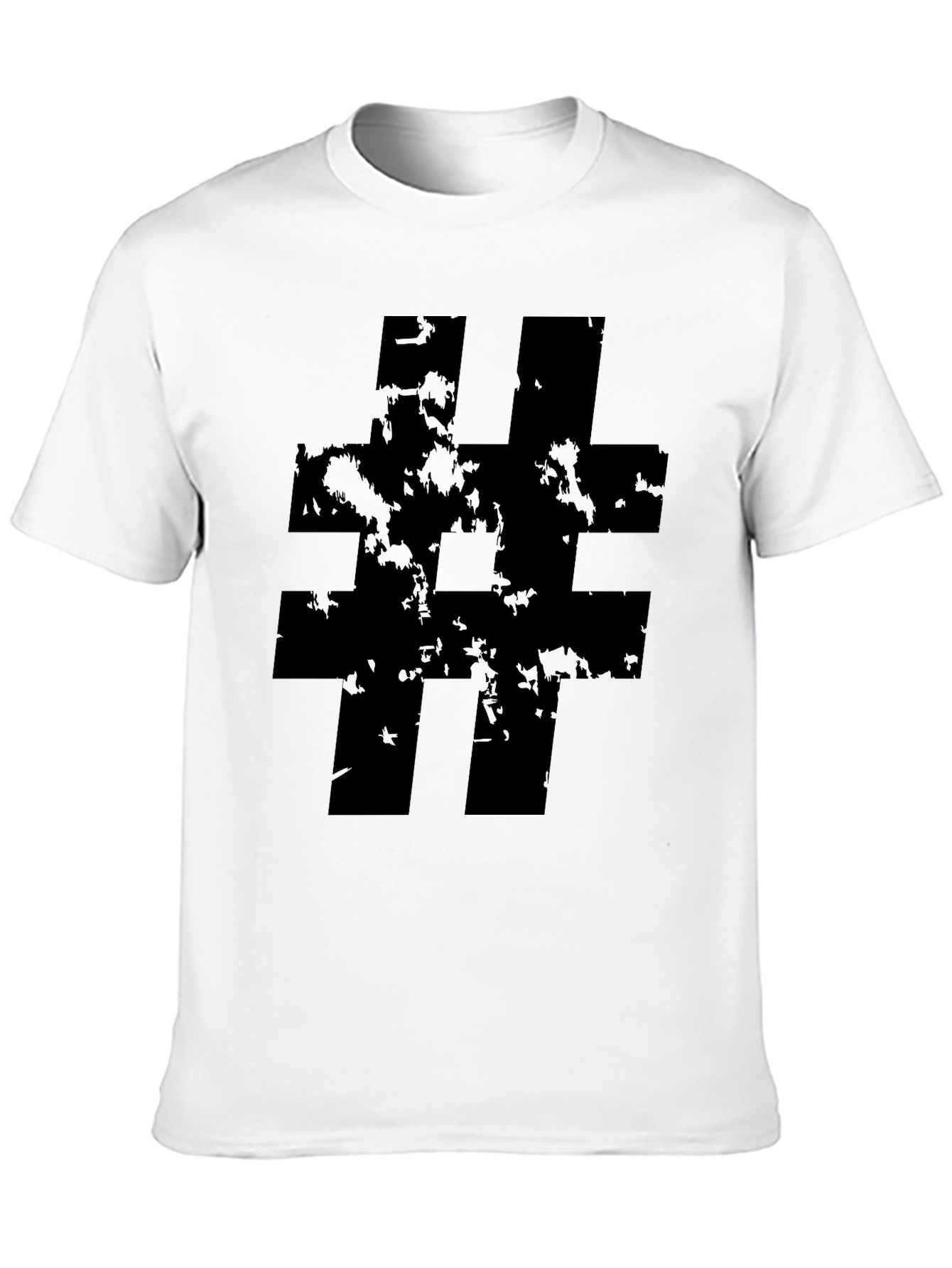 Black Distressed Hashtag Graphic Tee - Black Casual Shirt view 10