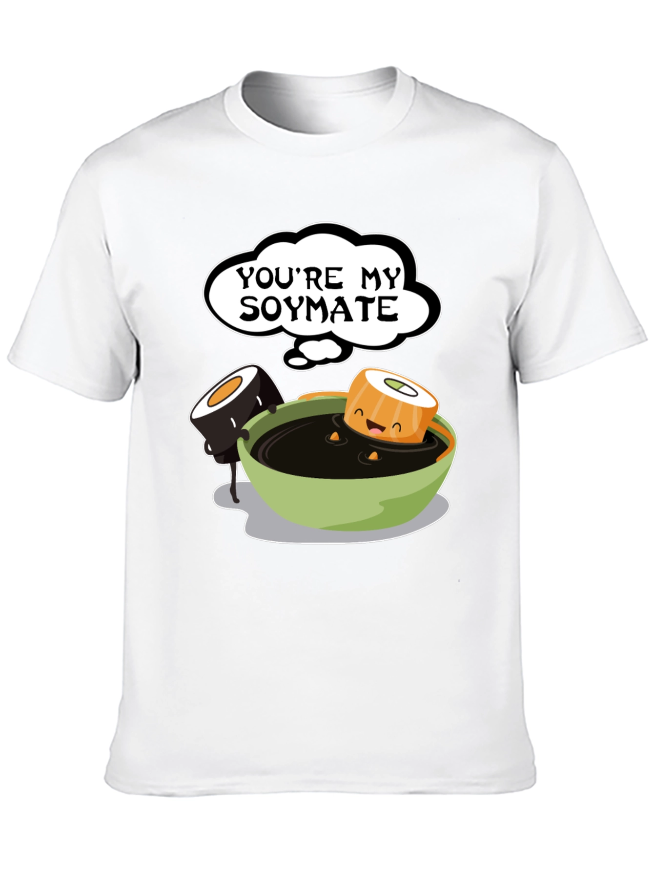 Black You're My Soymate T-Shirt - Cute Sushi Graphic Tee view 10