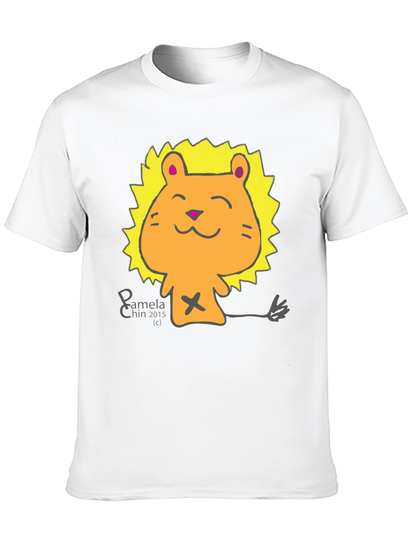 Black Cute Lion Cartoon Black T-Shirt view 10