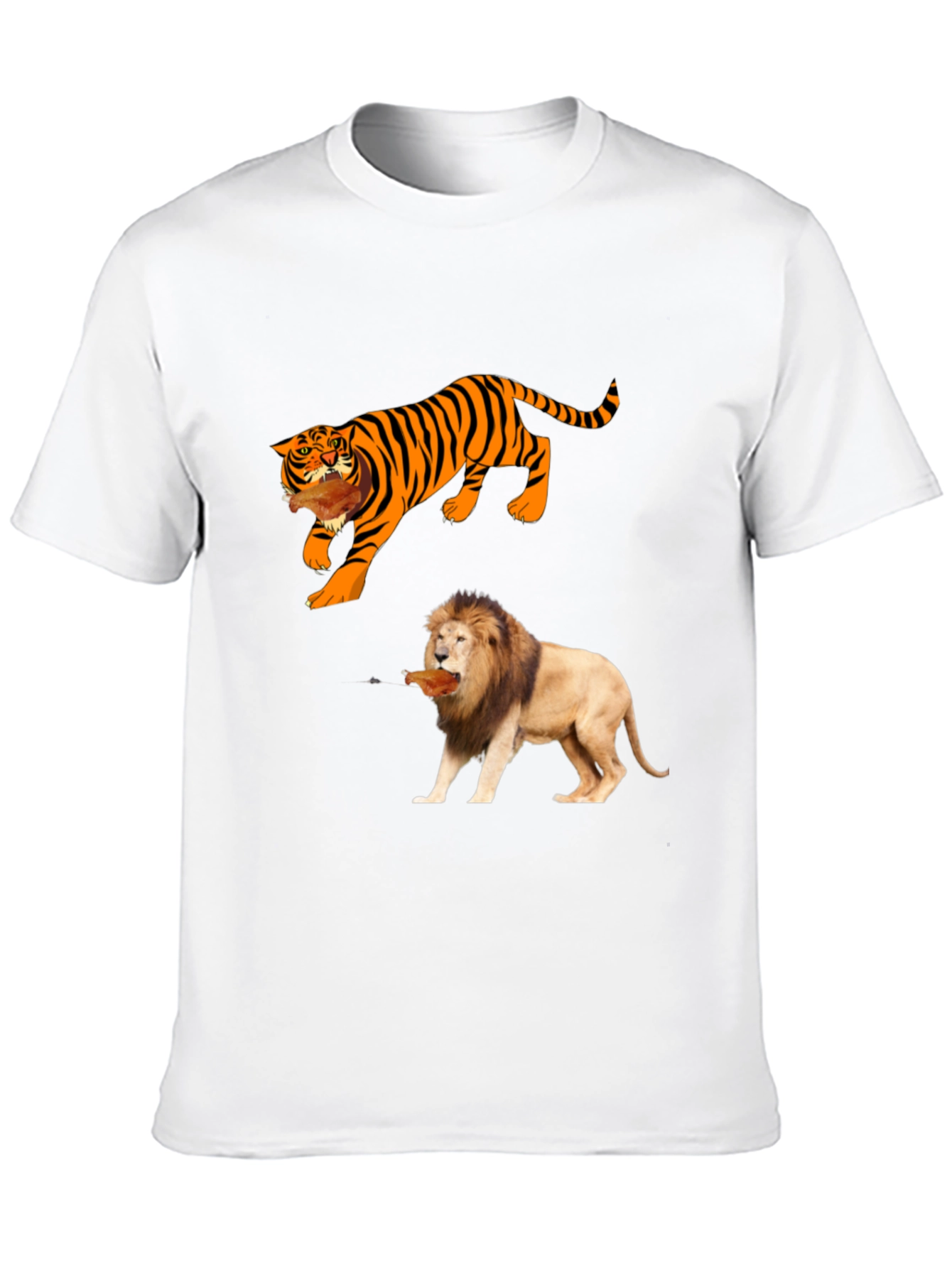 Black Tiger & Lion Graphic Tee - Black Cotton T-Shirt view 10