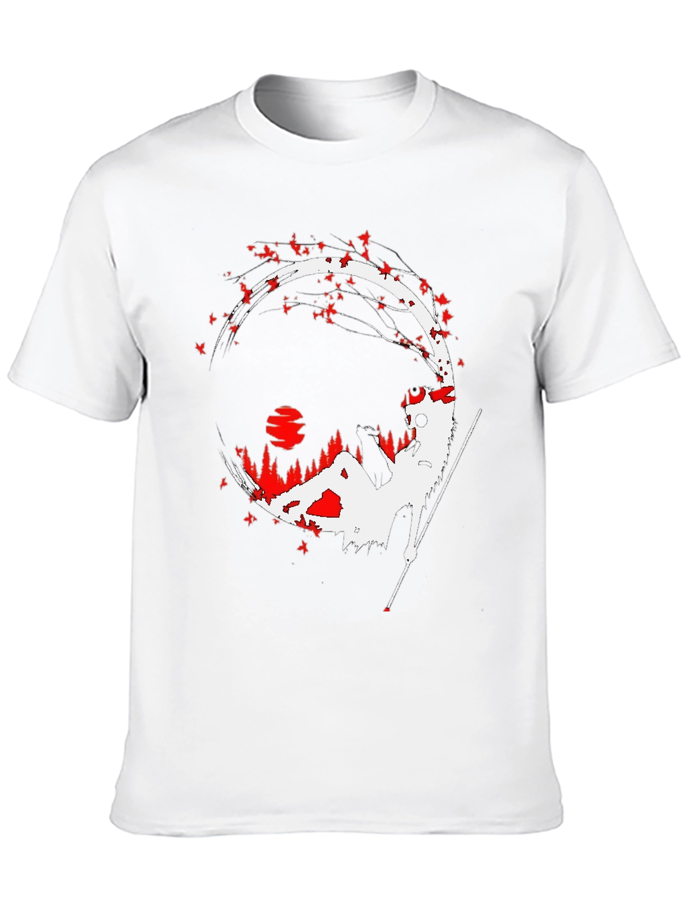 Black Samurai Silhouette Graphic Tee - Men's Black T-Shirt view 10