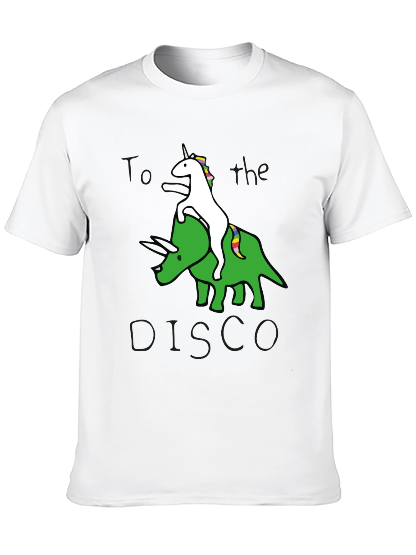 Black Unicorn Riding Triceratops to the Disco Graphic Tee view 10