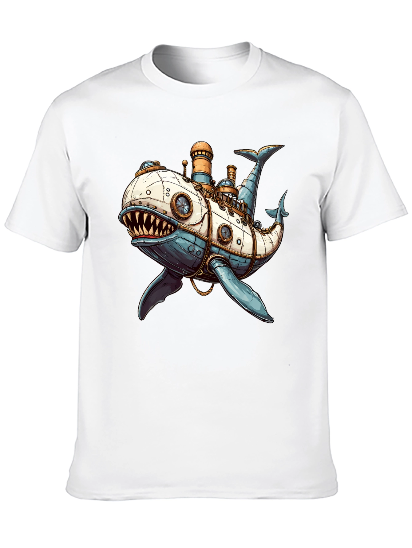 Black Steampunk Whale T-Shirt - Unique Design view 10